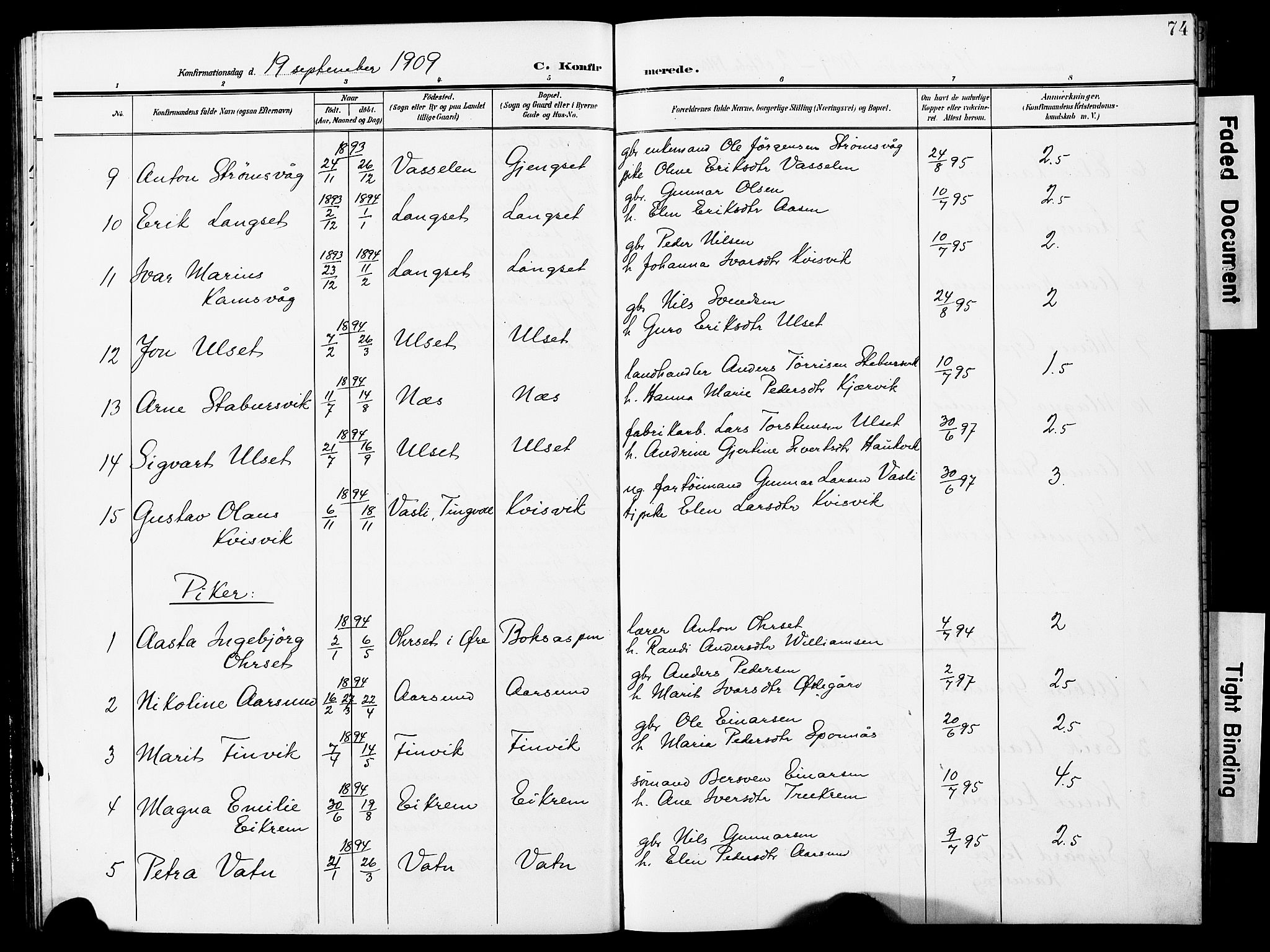 Ministerialprotokoller, klokkerbøker og fødselsregistre - Møre og Romsdal, AV/SAT-A-1454/587/L1001: Parish register (copy) no. 587C01, 1906-1927, p. 74