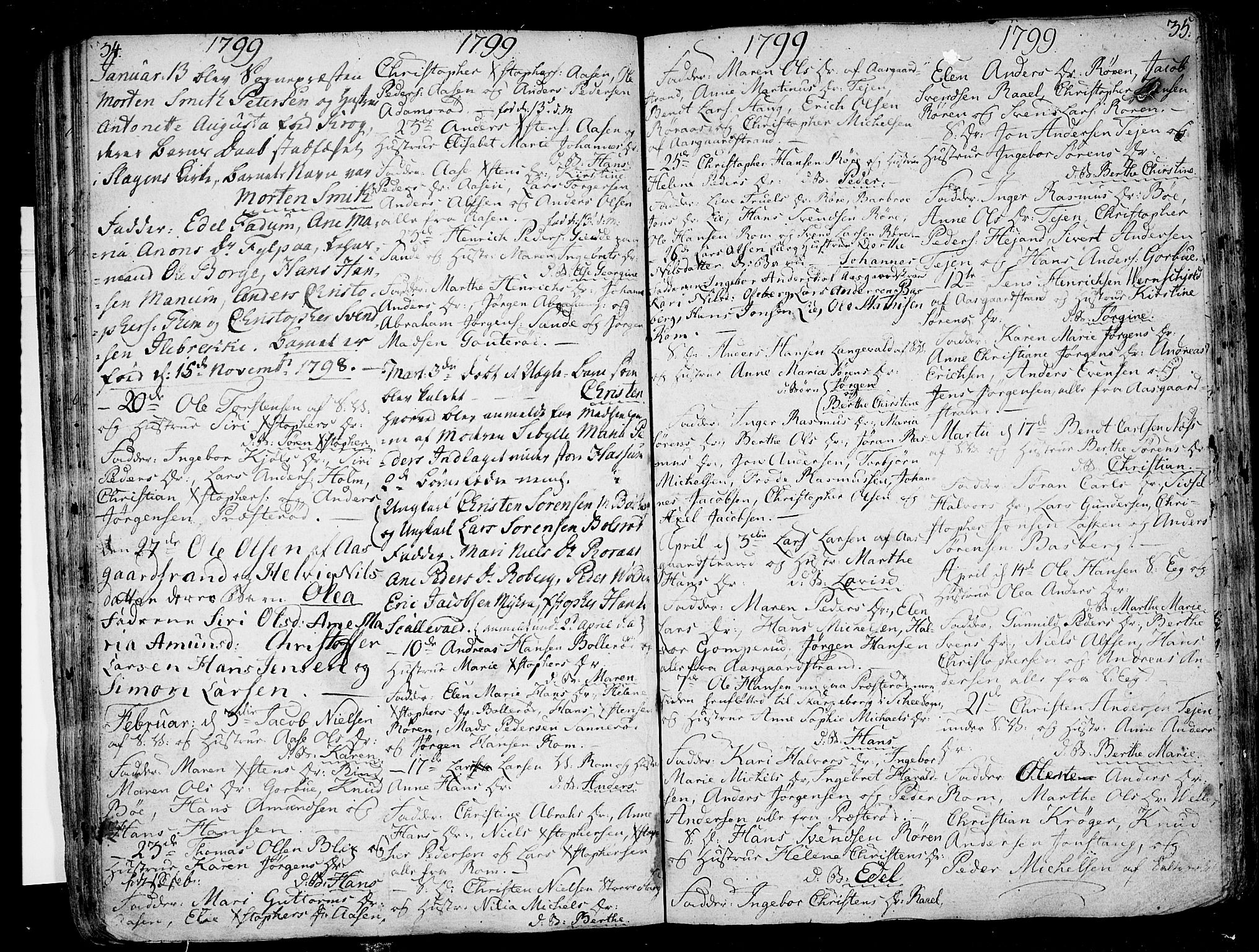 Sem kirkebøker, AV/SAKO-A-5/F/Fb/L0003: Parish register (official) no. II 3, 1792-1814, p. 34-35