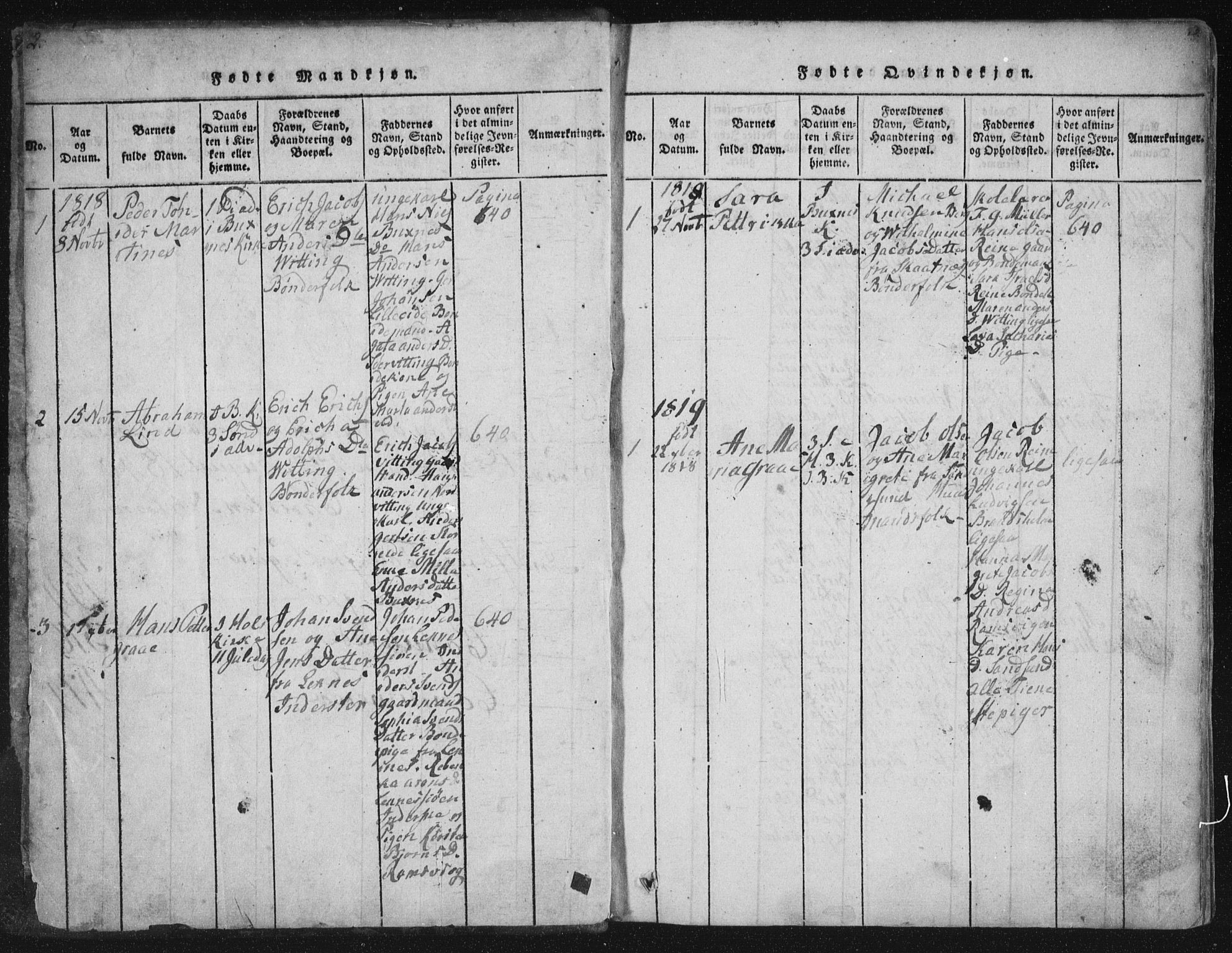 Ministerialprotokoller, klokkerbøker og fødselsregistre - Nordland, SAT/A-1459/881/L1164: Parish register (copy) no. 881C01, 1818-1853, p. 2-3
