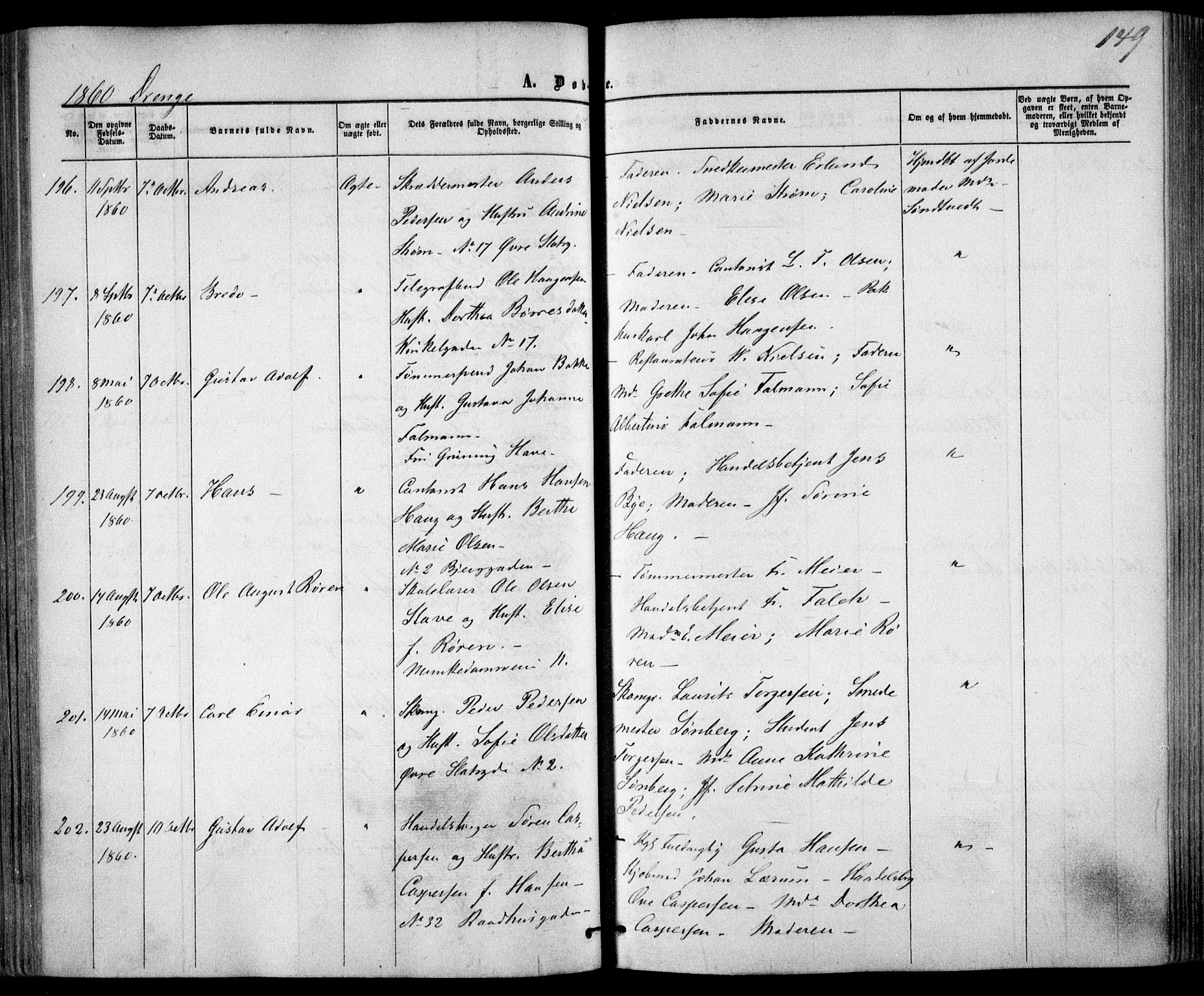 Trefoldighet prestekontor Kirkebøker, SAO/A-10882/F/Fa/L0001: Parish register (official) no. I 1, 1858-1863, p. 149