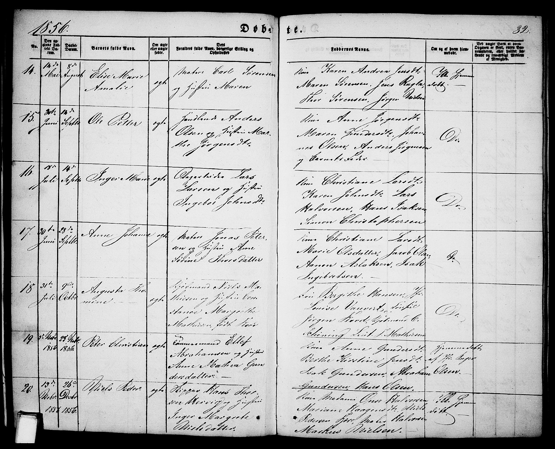Porsgrunn kirkebøker , SAKO/A-104/G/Ga/L0002: Parish register (copy) no. I 2, 1847-1877, p. 32