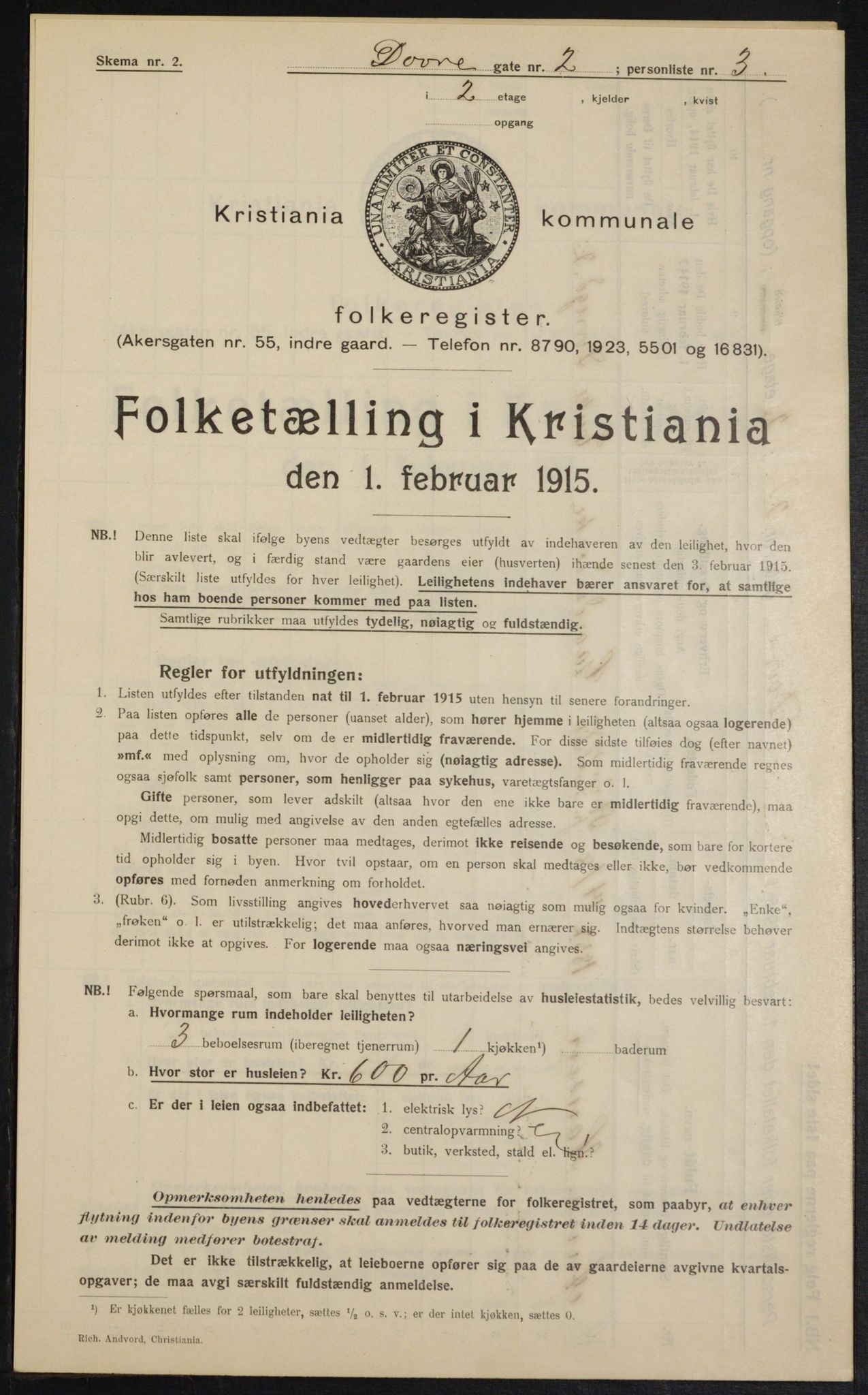 OBA, Municipal Census 1915 for Kristiania, 1915, p. 16033