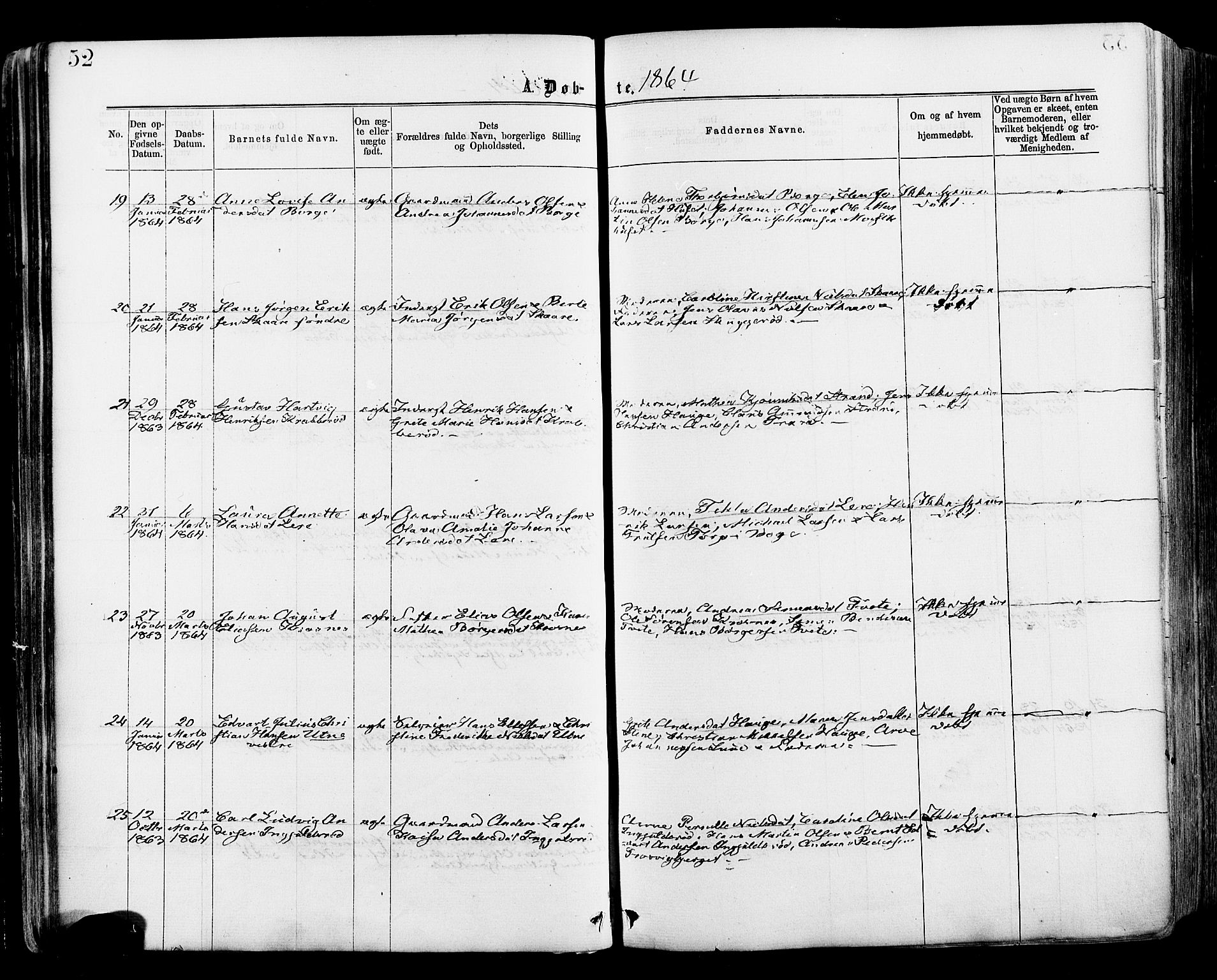 Onsøy prestekontor Kirkebøker, AV/SAO-A-10914/F/Fa/L0004: Parish register (official) no. I 4, 1861-1877, p. 52