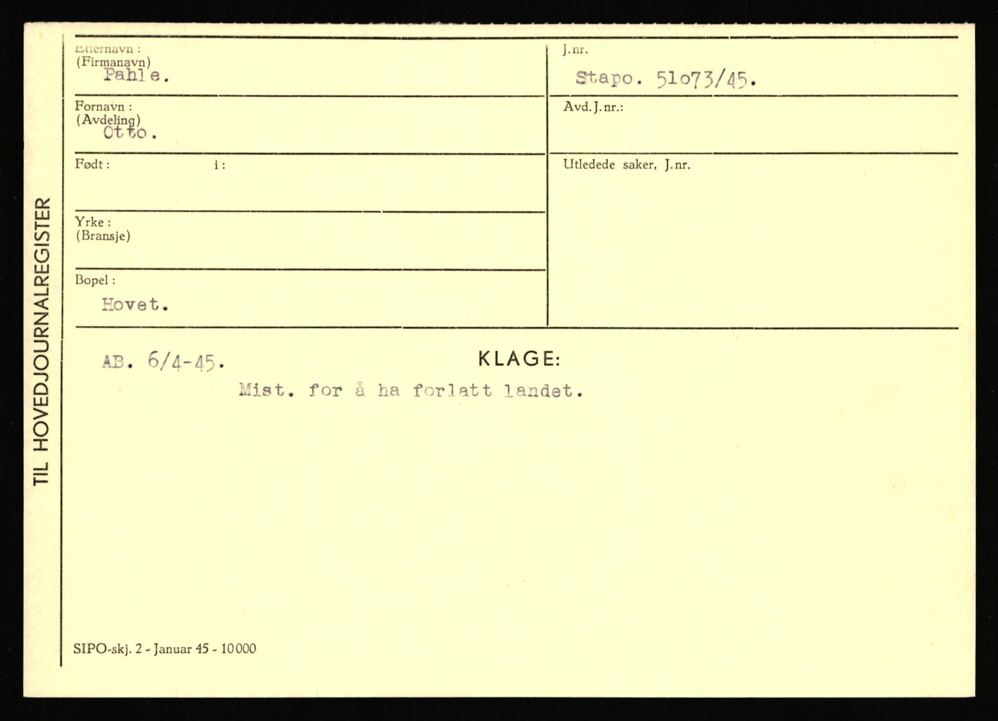 Statspolitiet - Hovedkontoret / Osloavdelingen, AV/RA-S-1329/C/Ca/L0012: Oanæs - Quistgaard	, 1943-1945, p. 2884