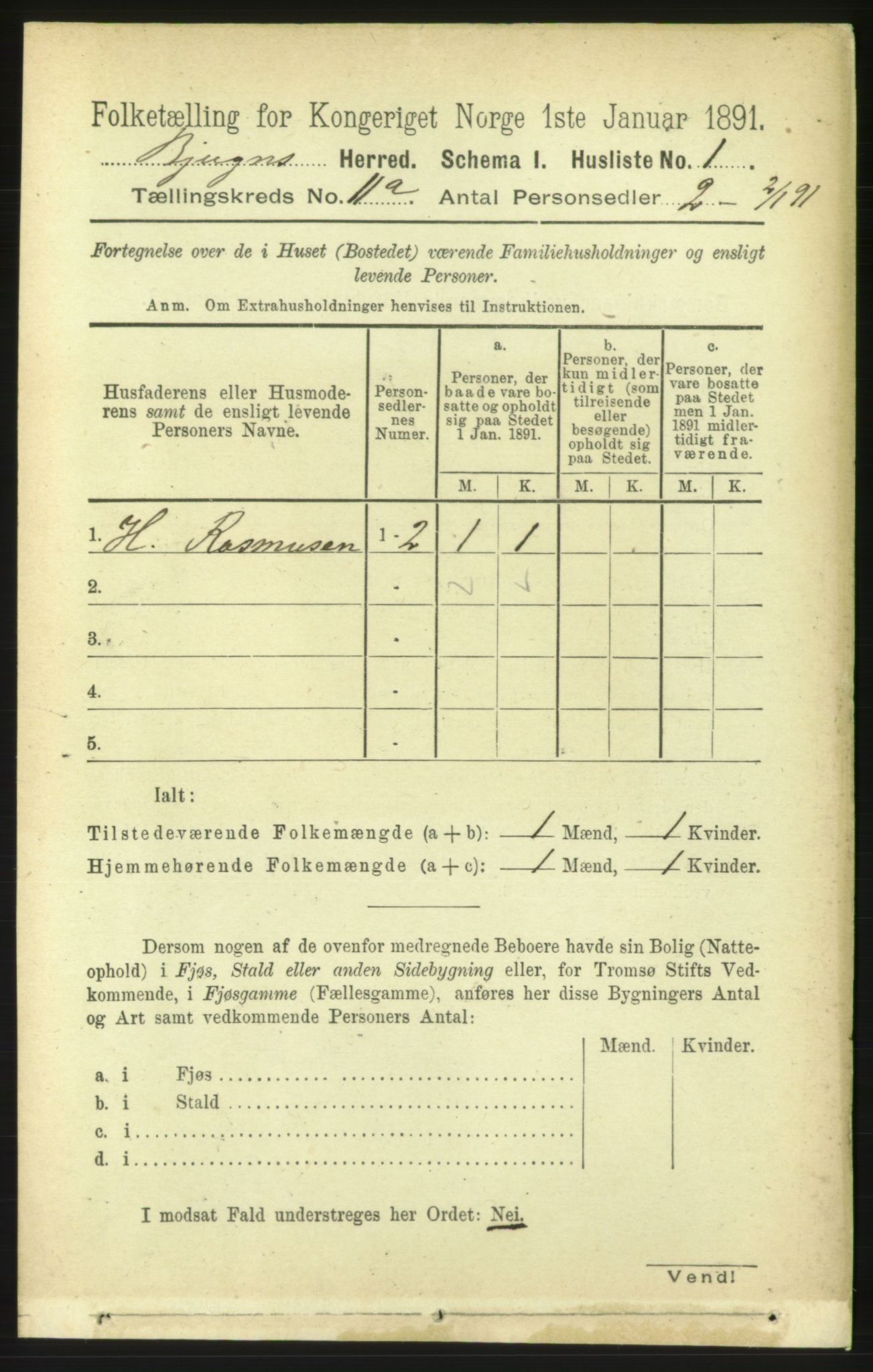 RA, 1891 census for 1627 Bjugn, 1891, p. 3056