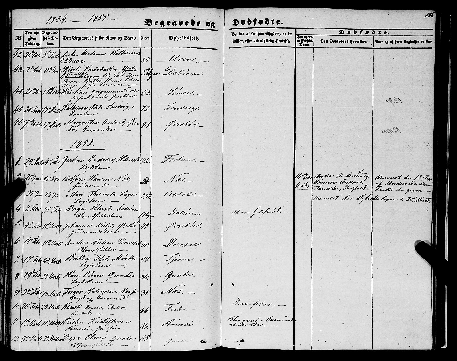 Luster sokneprestembete, AV/SAB-A-81101/H/Haa/Haaa/L0007: Parish register (official) no. A 7, 1849-1859, p. 186