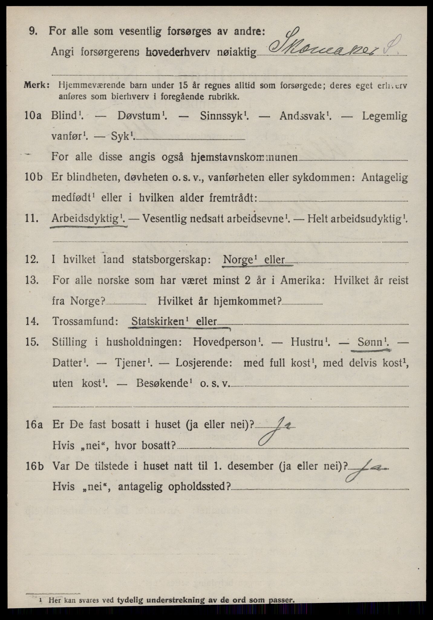 SAT, 1920 census for Ulstein, 1920, p. 1843