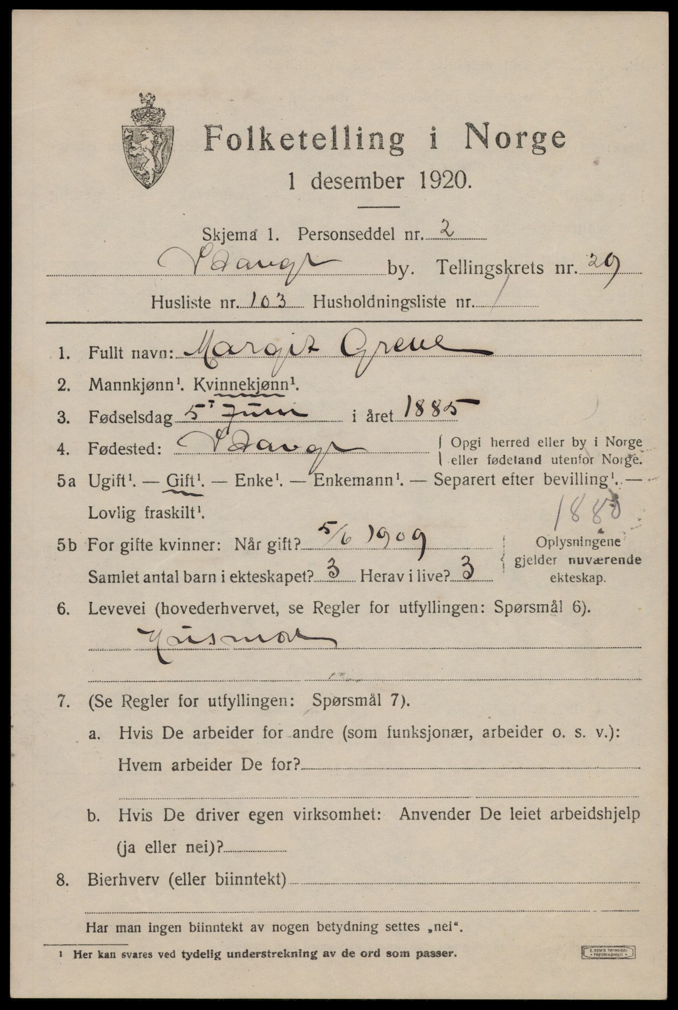 SAST, 1920 census for Stavanger, 1920, p. 84732