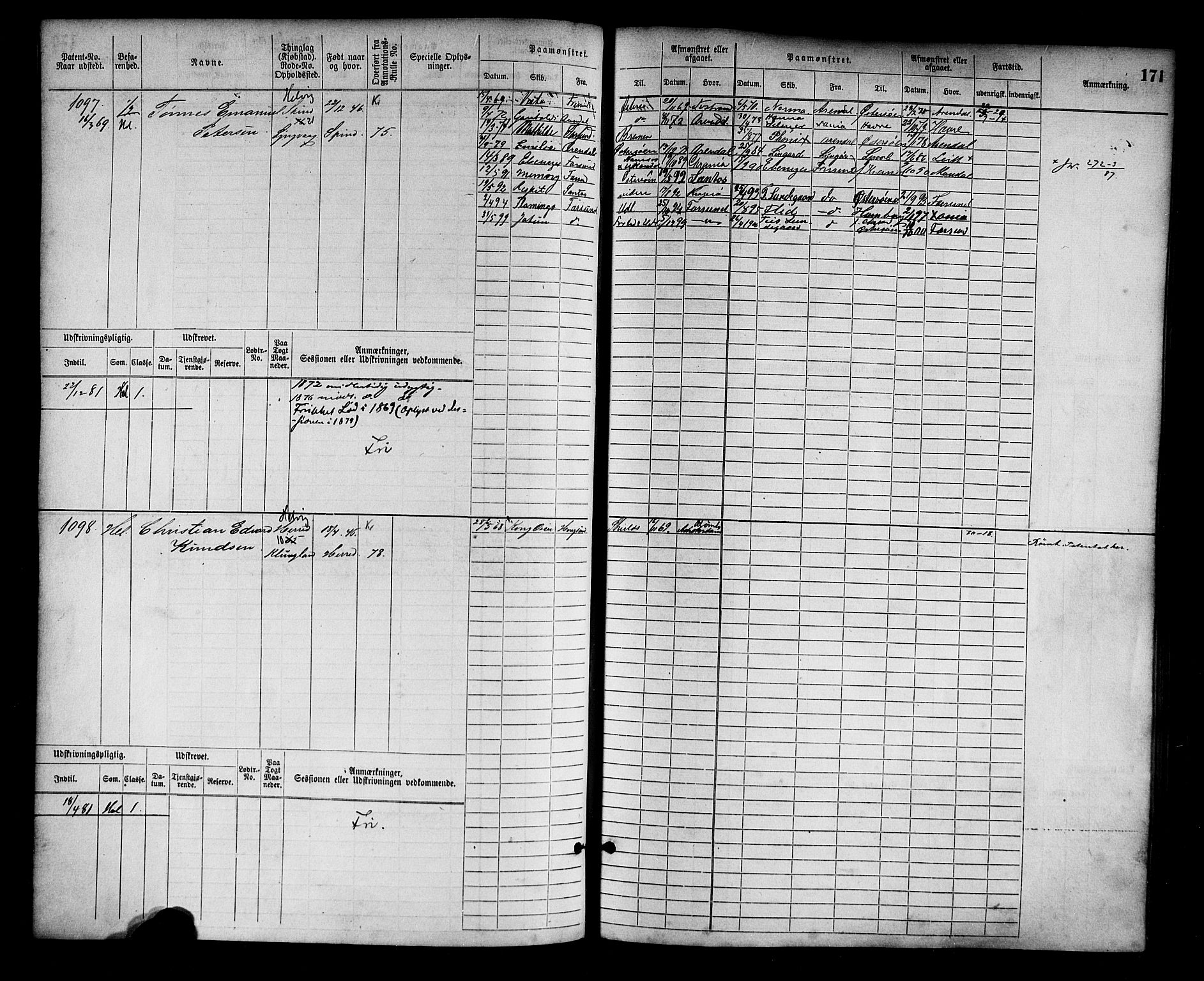 Farsund mønstringskrets, AV/SAK-2031-0017/F/Fb/L0002: Hovedrulle nr 759-1508, M-5, 1868-1900, p. 173