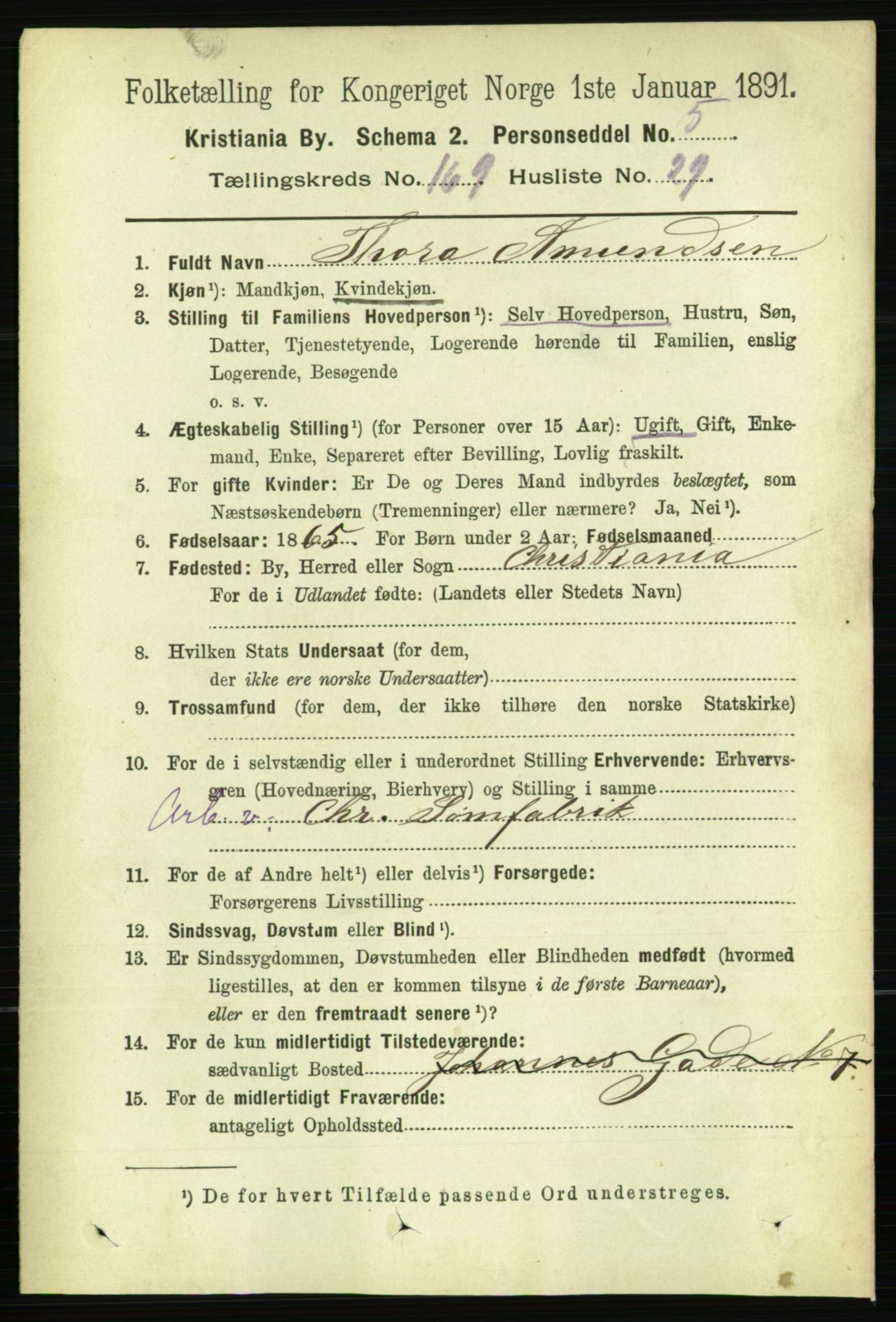 RA, 1891 census for 0301 Kristiania, 1891, p. 99243