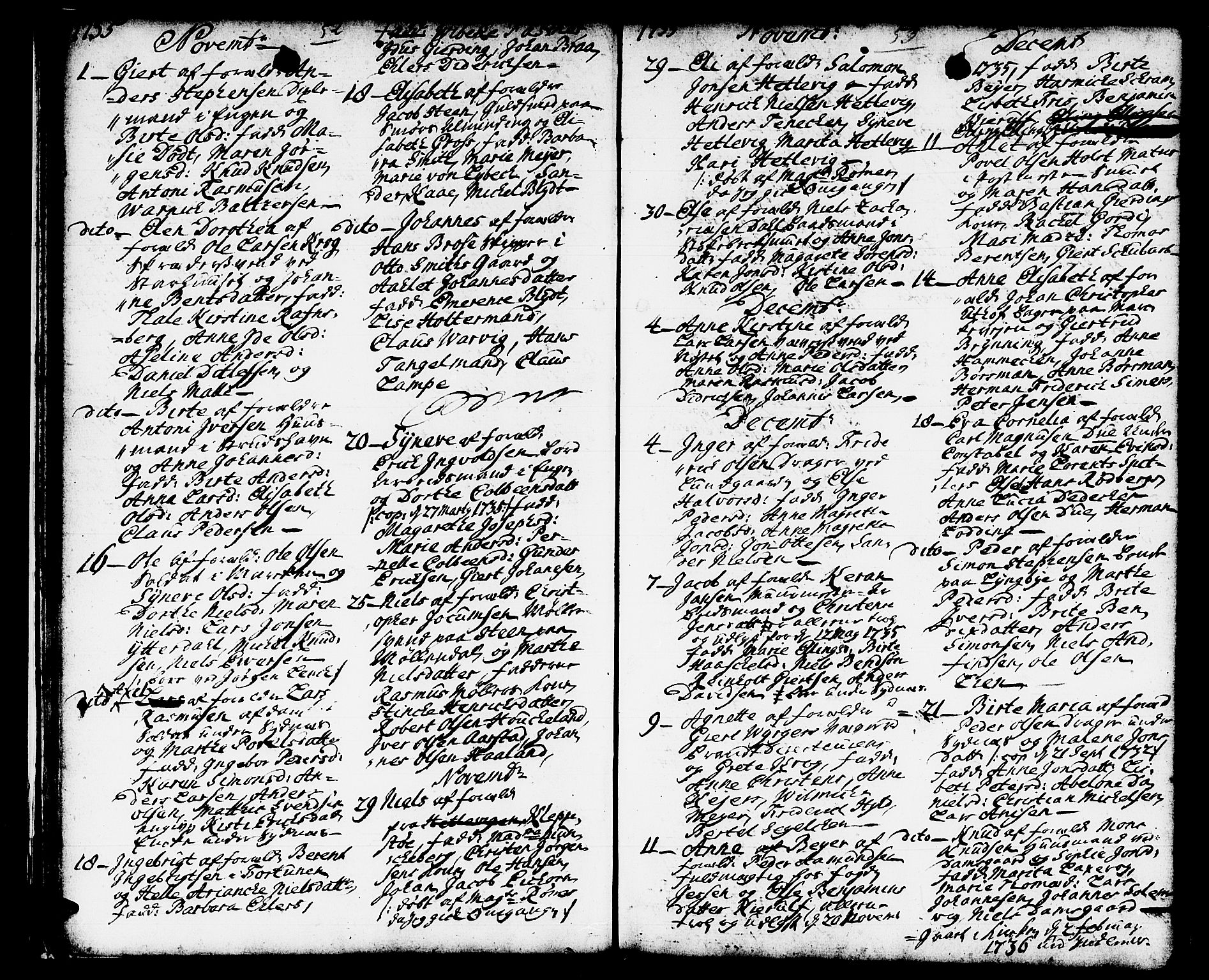 Domkirken sokneprestembete, SAB/A-74801/H/Haa/L0002: Parish register (official) no. A 2, 1733-1750, p. 52-53