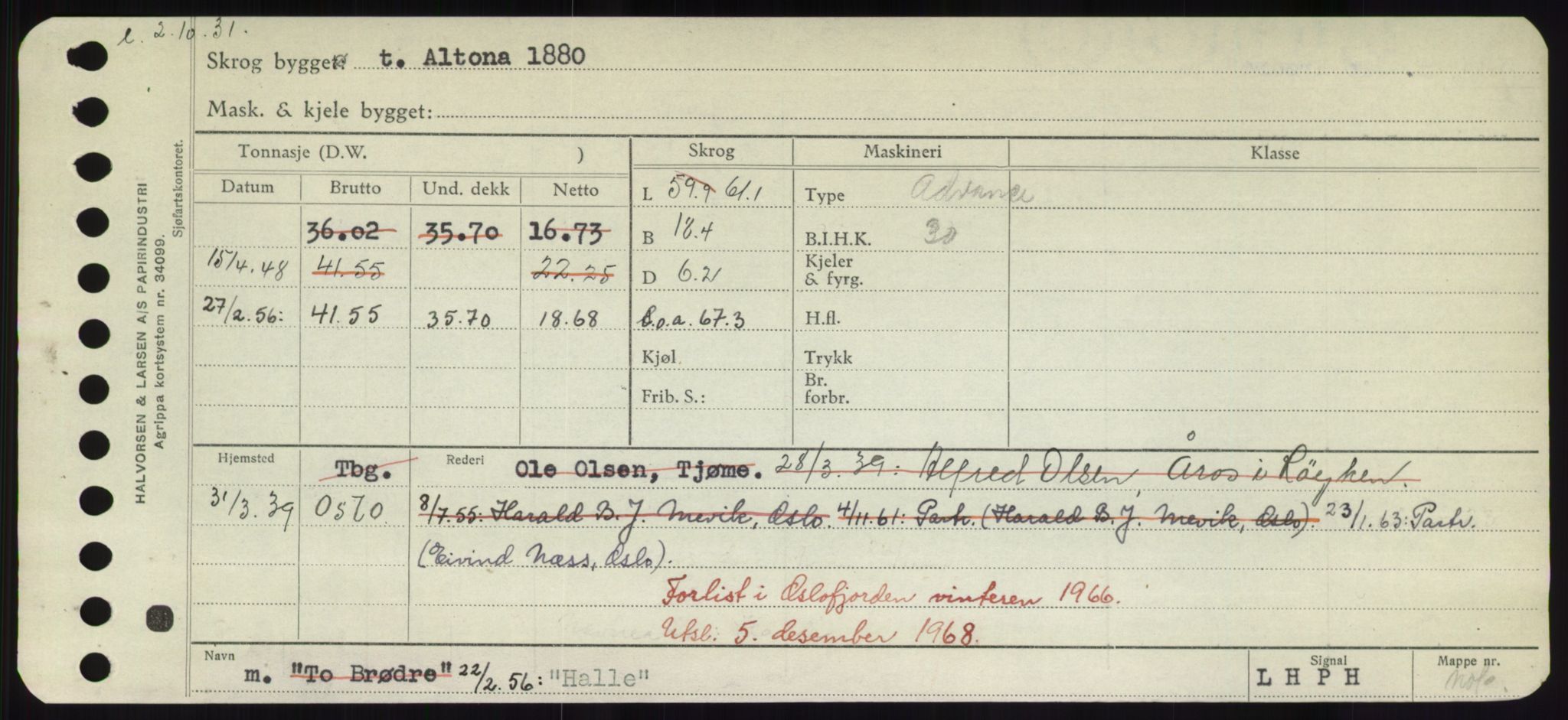 Sjøfartsdirektoratet med forløpere, Skipsmålingen, AV/RA-S-1627/H/Hd/L0014: Fartøy, H-Havl, p. 127