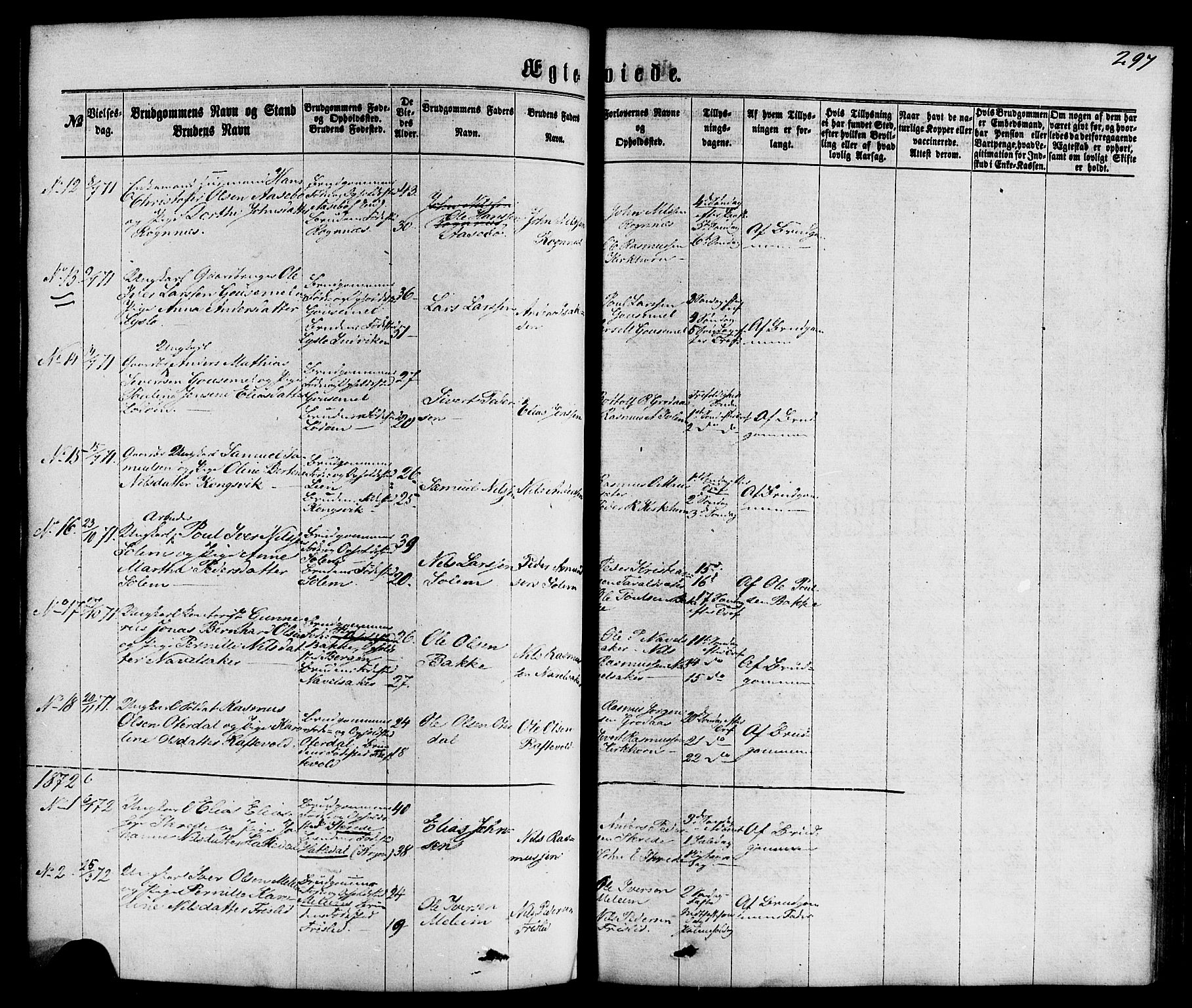 Hornindal sokneprestembete, SAB/A-82401/H/Haa/Haaa/L0002: Parish register (official) no. A 2, 1867-1884, p. 297