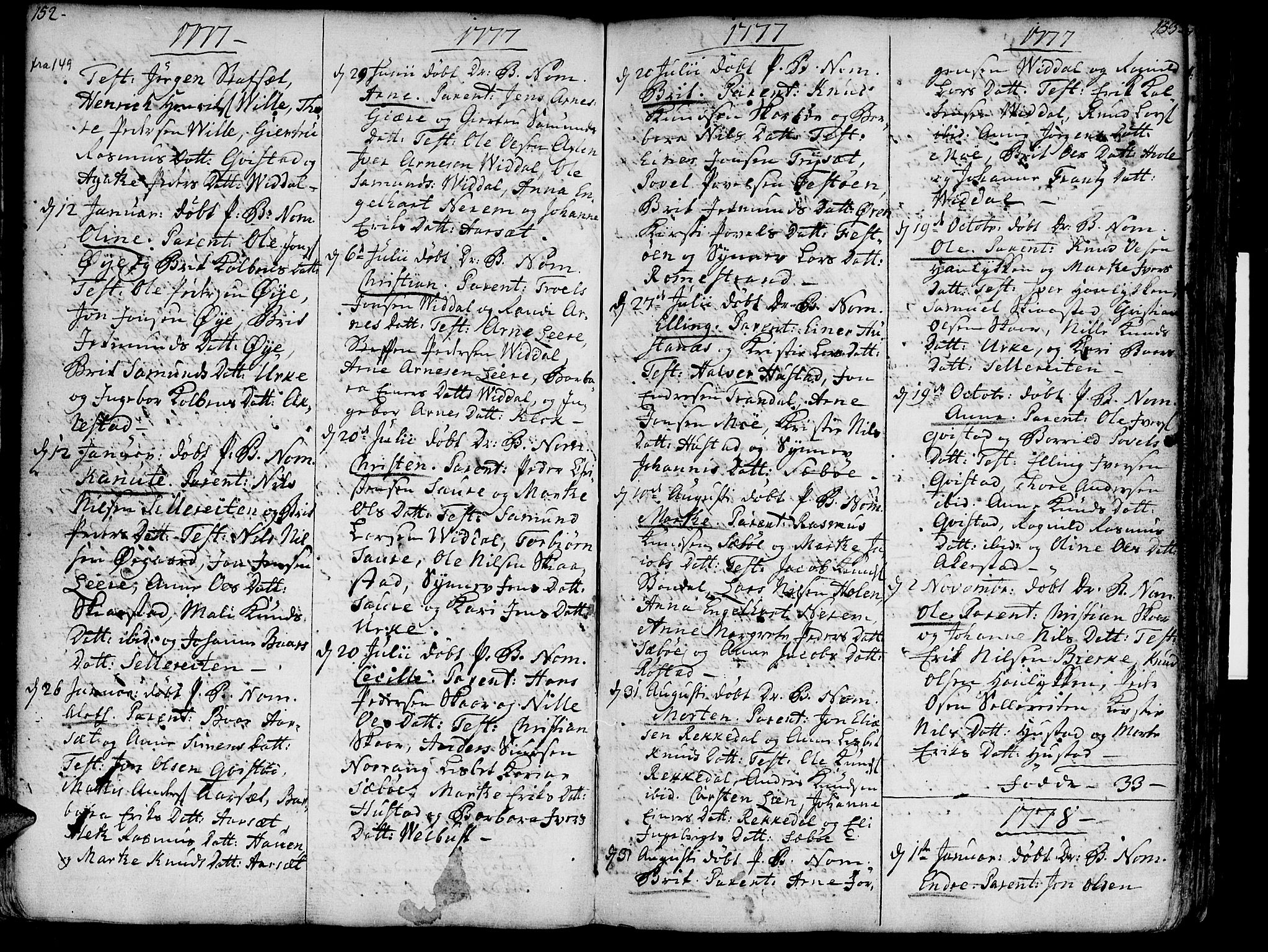 Ministerialprotokoller, klokkerbøker og fødselsregistre - Møre og Romsdal, SAT/A-1454/515/L0206: Parish register (official) no. 515A02, 1765-1818, p. 152-153