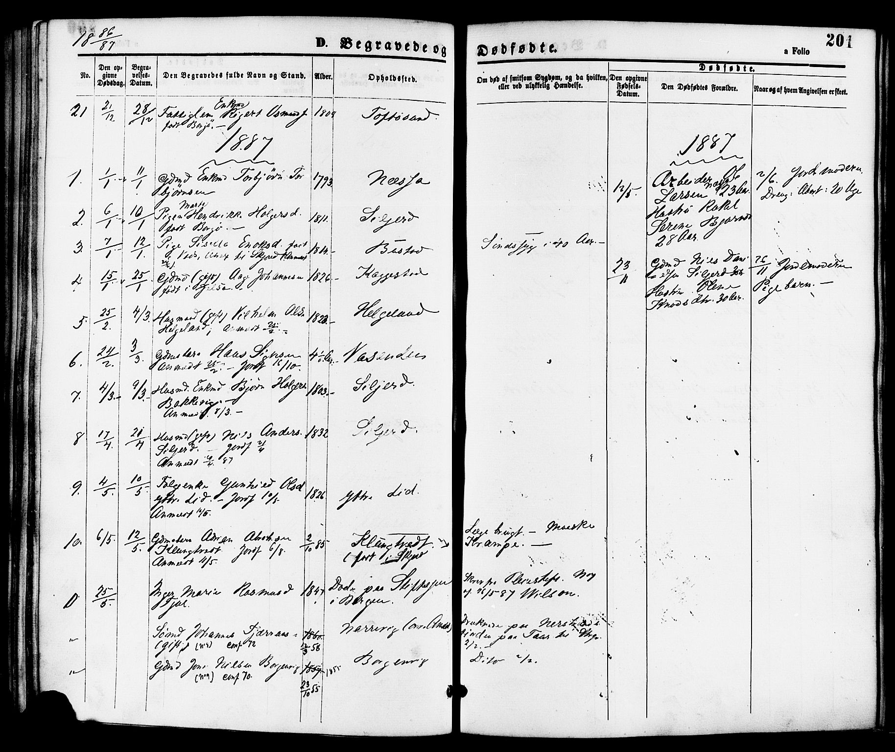 Nedstrand sokneprestkontor, SAST/A-101841/01/IV: Parish register (official) no. A 11, 1877-1887, p. 201