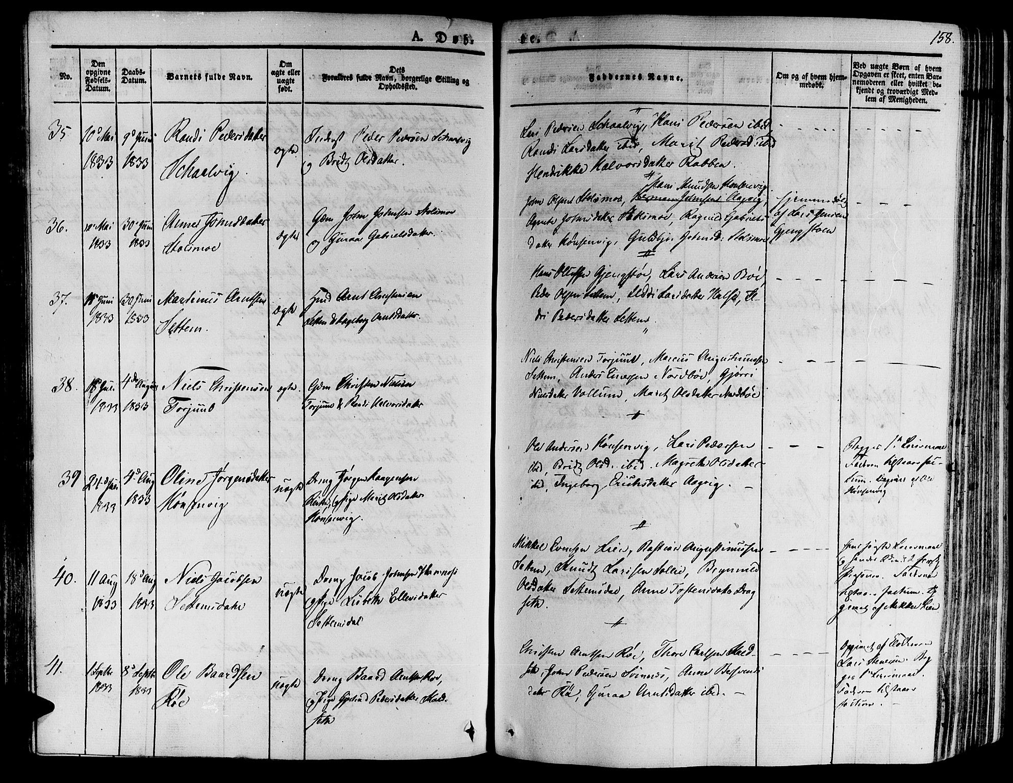 Ministerialprotokoller, klokkerbøker og fødselsregistre - Møre og Romsdal, AV/SAT-A-1454/592/L1025: Parish register (official) no. 592A03 /2, 1831-1849, p. 158