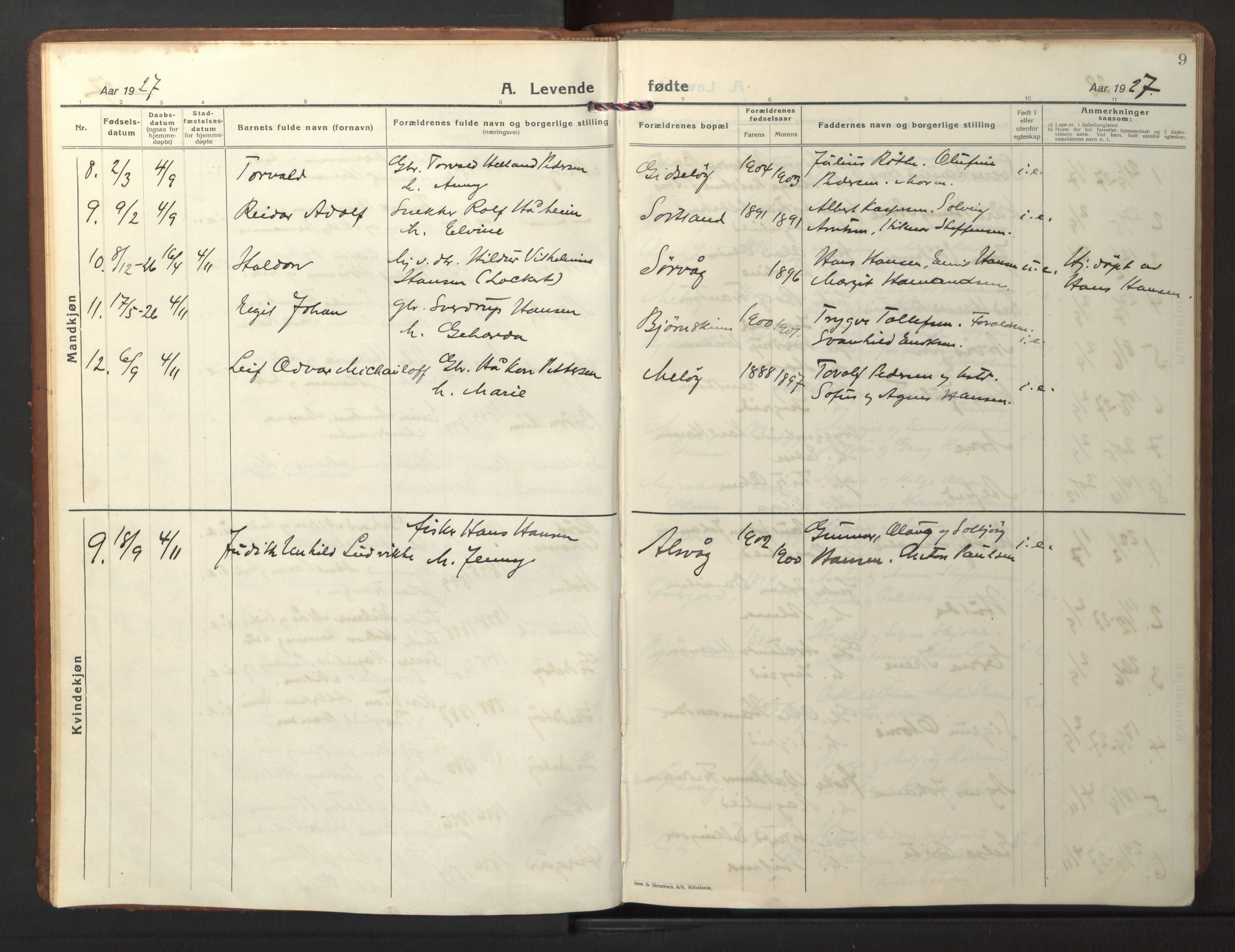 Ministerialprotokoller, klokkerbøker og fødselsregistre - Nordland, AV/SAT-A-1459/894/L1363: Parish register (copy) no. 894C06, 1925-1967, p. 9