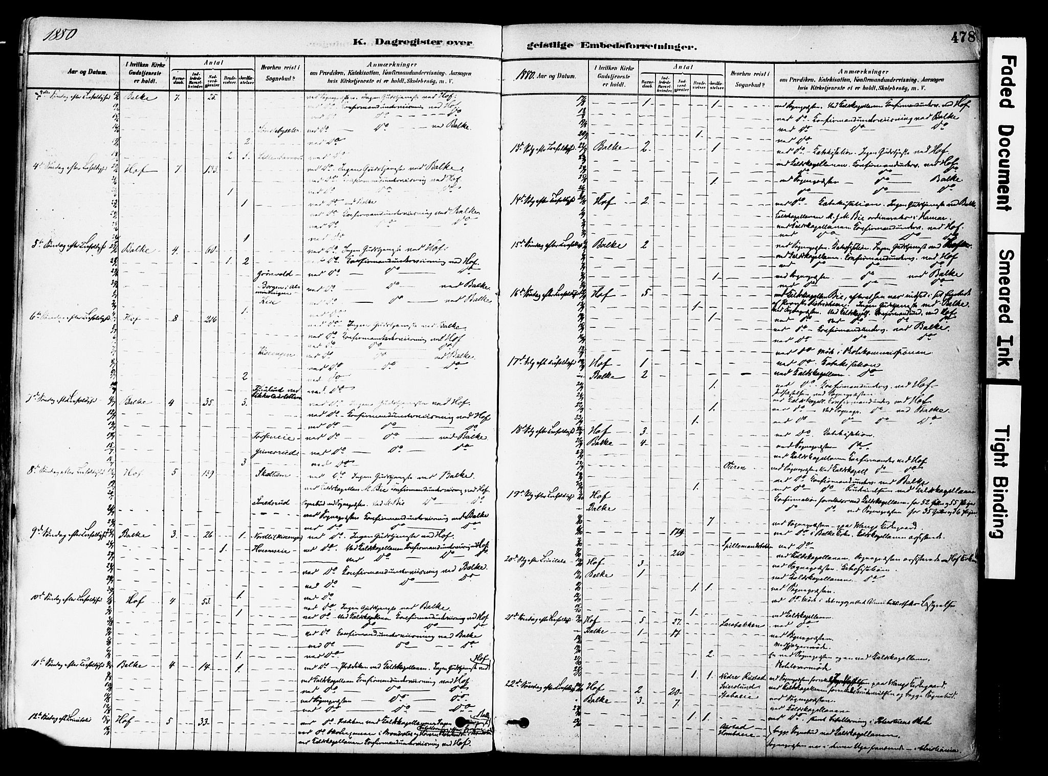 Østre Toten prestekontor, SAH/PREST-104/H/Ha/Haa/L0006: Parish register (official) no. 6 /1, 1878-1896, p. 478