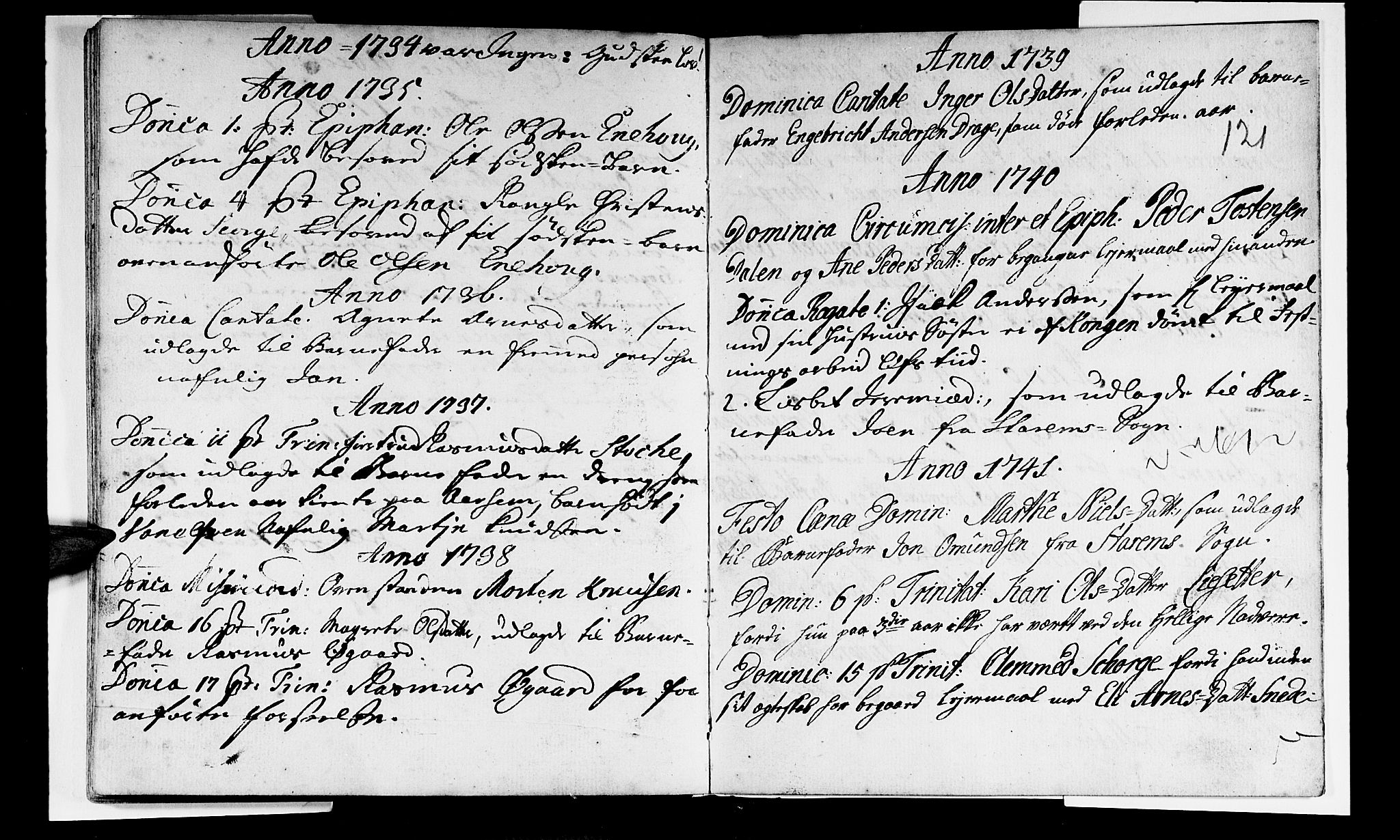 Selje sokneprestembete, AV/SAB-A-99938/H/Ha/Haa/Haaa: Parish register (official) no. A 3, 1731-1743, p. 121