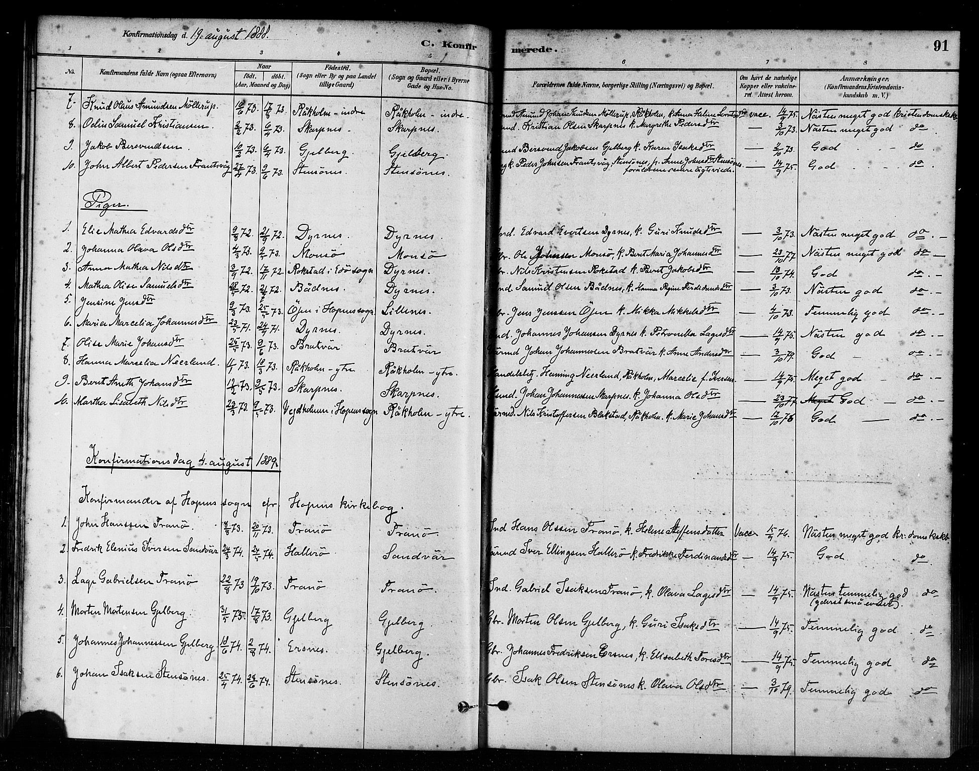 Ministerialprotokoller, klokkerbøker og fødselsregistre - Møre og Romsdal, AV/SAT-A-1454/582/L0947: Parish register (official) no. 582A01, 1880-1900, p. 91