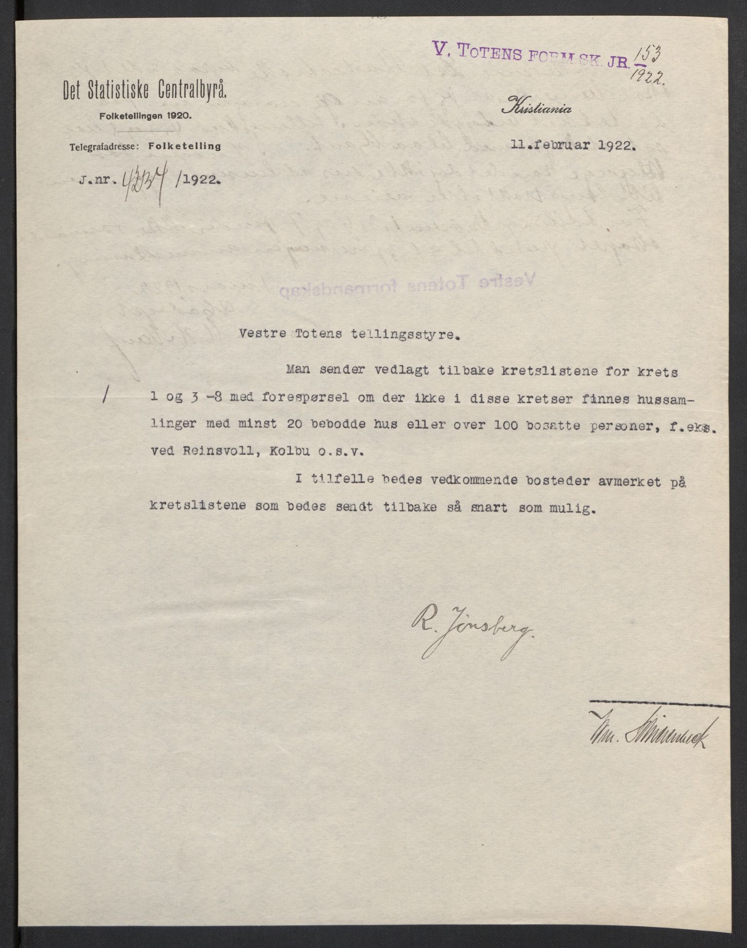 SAH, 1920 census for Vestre Toten, 1920, p. 3