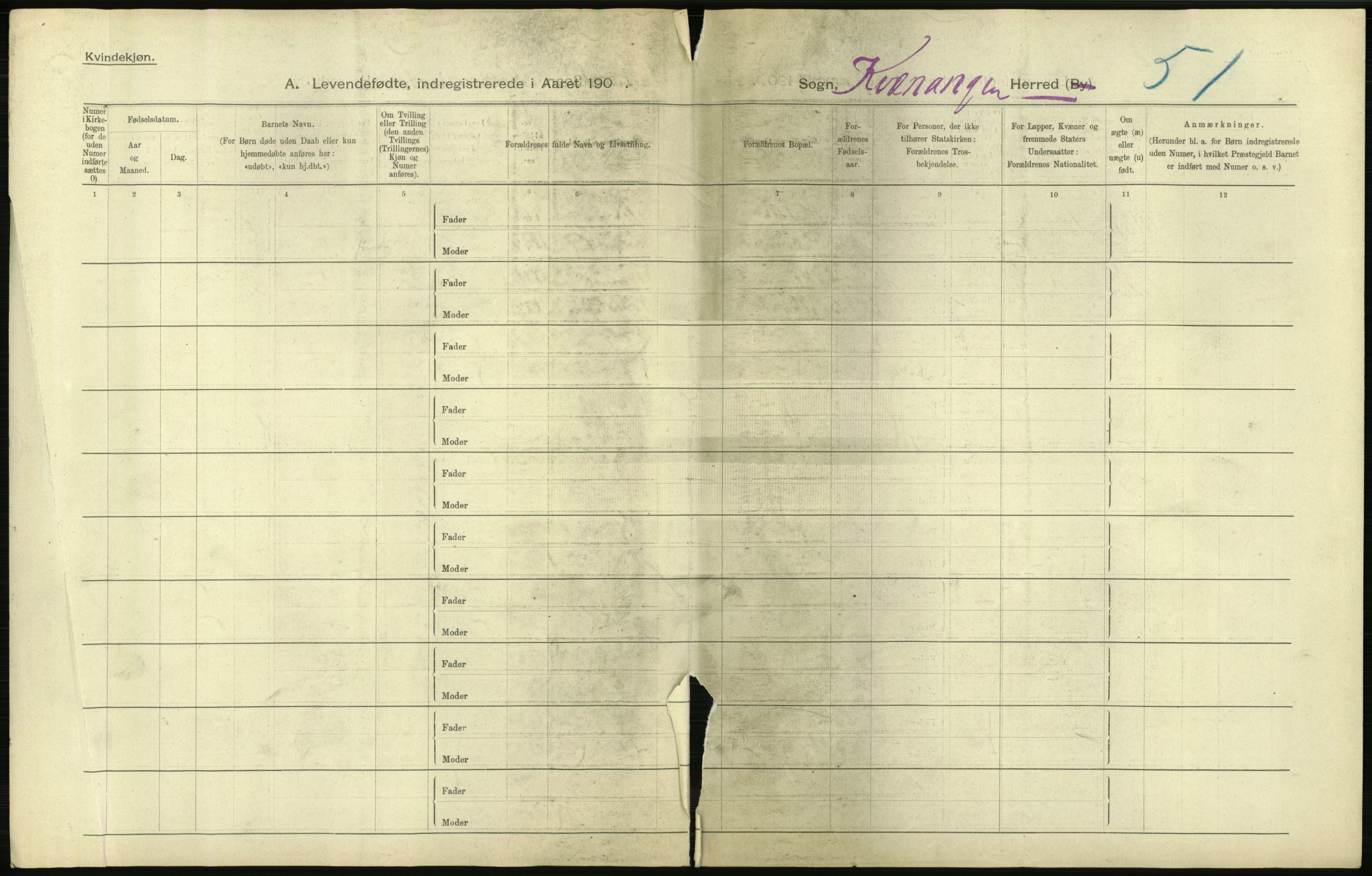 Statistisk sentralbyrå, Sosiodemografiske emner, Befolkning, AV/RA-S-2228/D/Df/Dfa/Dfaa/L0021: Tromsø amt: Fødte, gifte, døde., 1903, p. 266