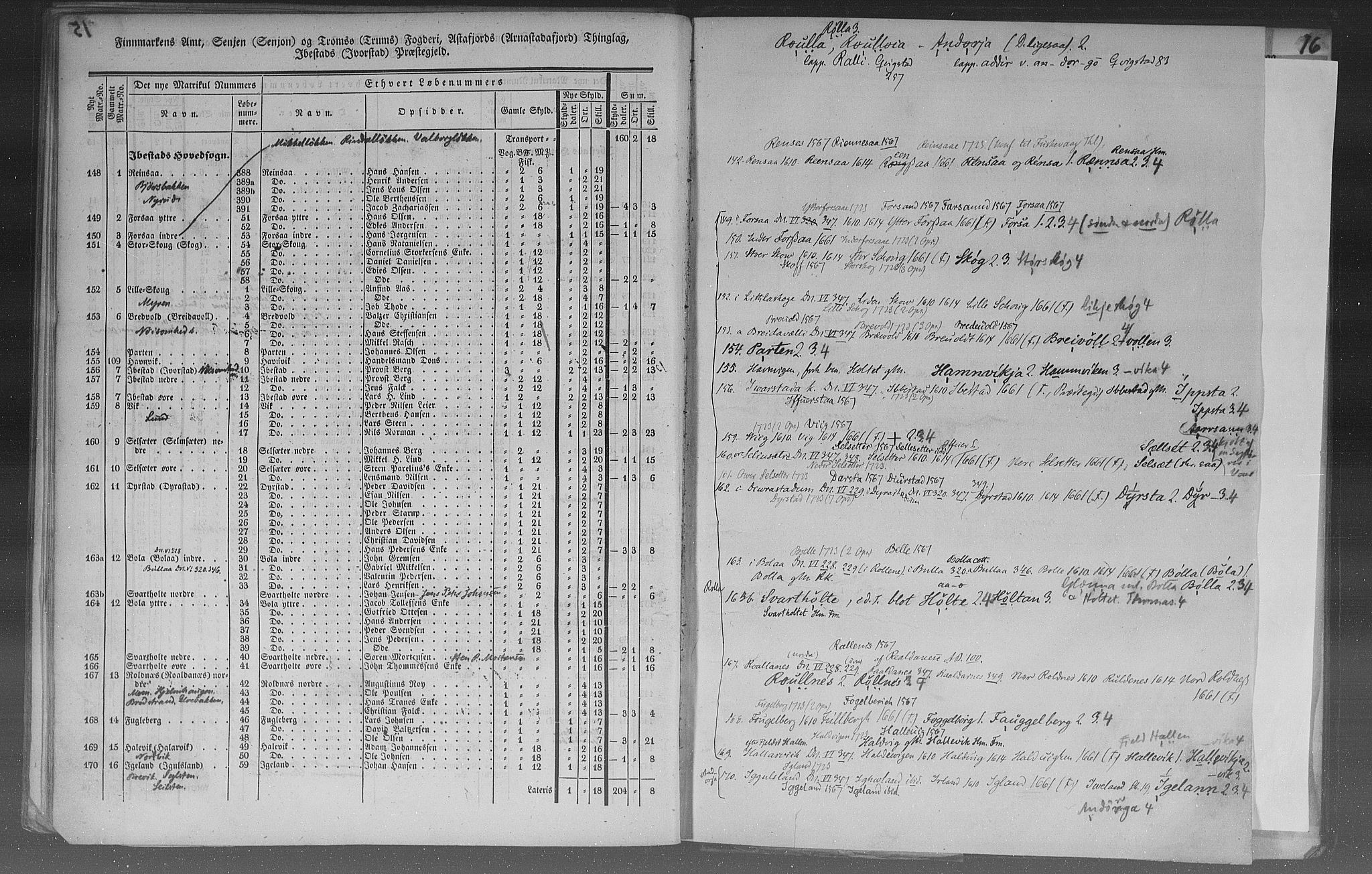 Rygh, AV/RA-PA-0034/F/Fb/L0015/0003: Matrikkelen for 1838 / Matrikkelen for 1838 - Tromsø amt (Troms fylke), 1838, p. 15b
