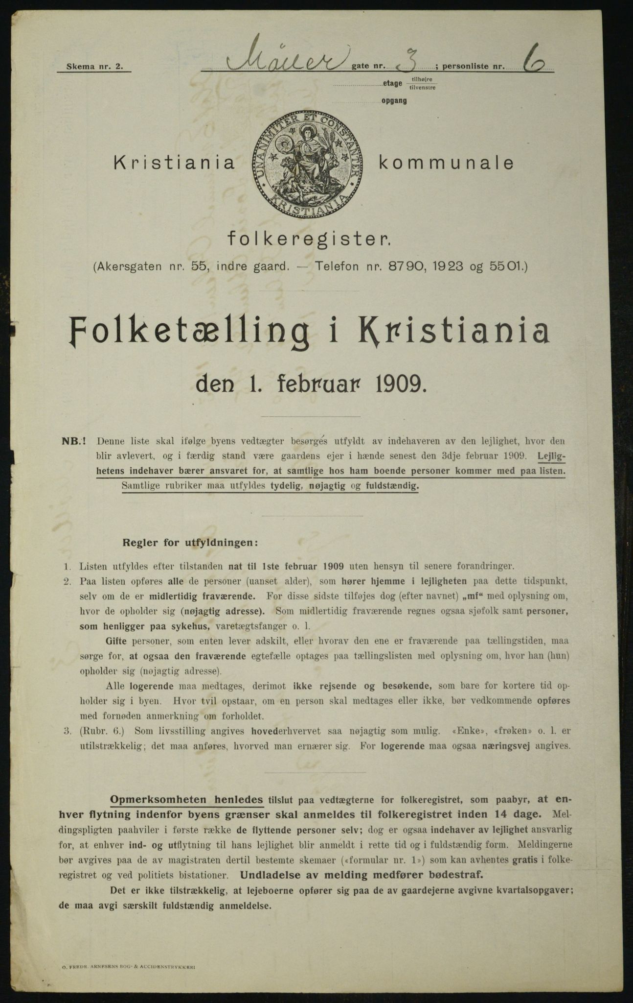 OBA, Municipal Census 1909 for Kristiania, 1909, p. 61932