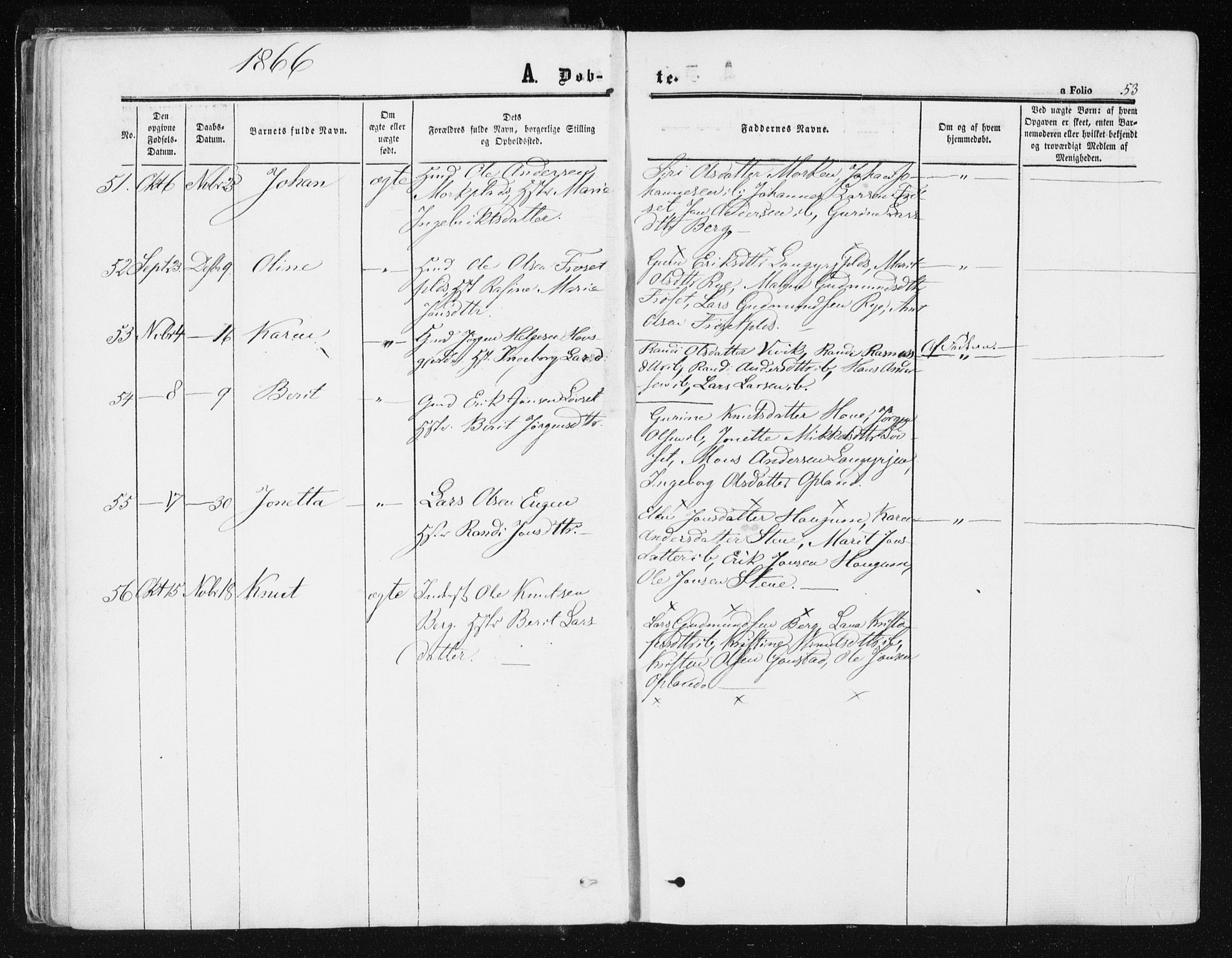 Ministerialprotokoller, klokkerbøker og fødselsregistre - Sør-Trøndelag, SAT/A-1456/612/L0377: Parish register (official) no. 612A09, 1859-1877, p. 53