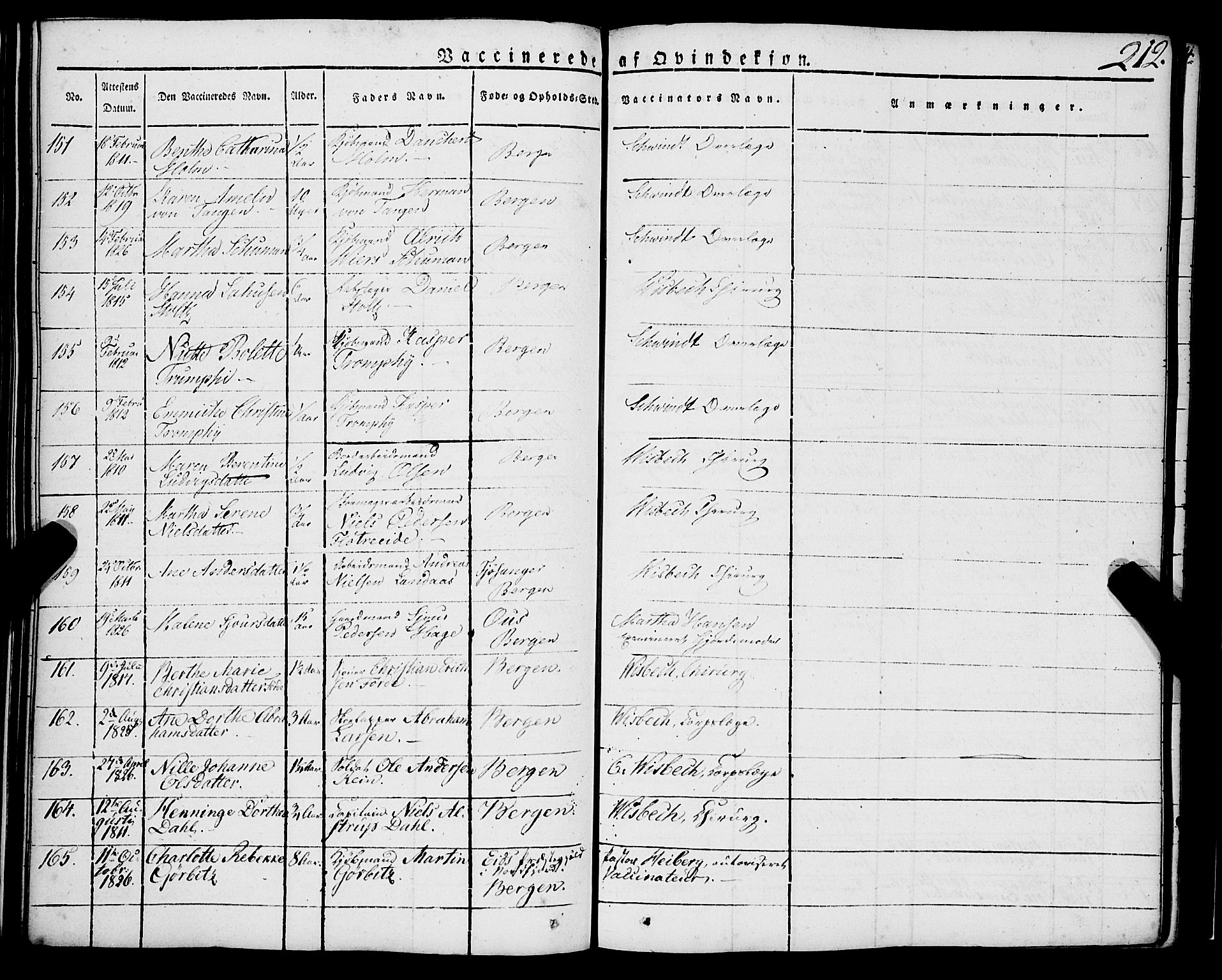 Korskirken sokneprestembete, AV/SAB-A-76101/H/Haa/L0050: Parish register (official) no. F 1, 1821-1869, p. 212