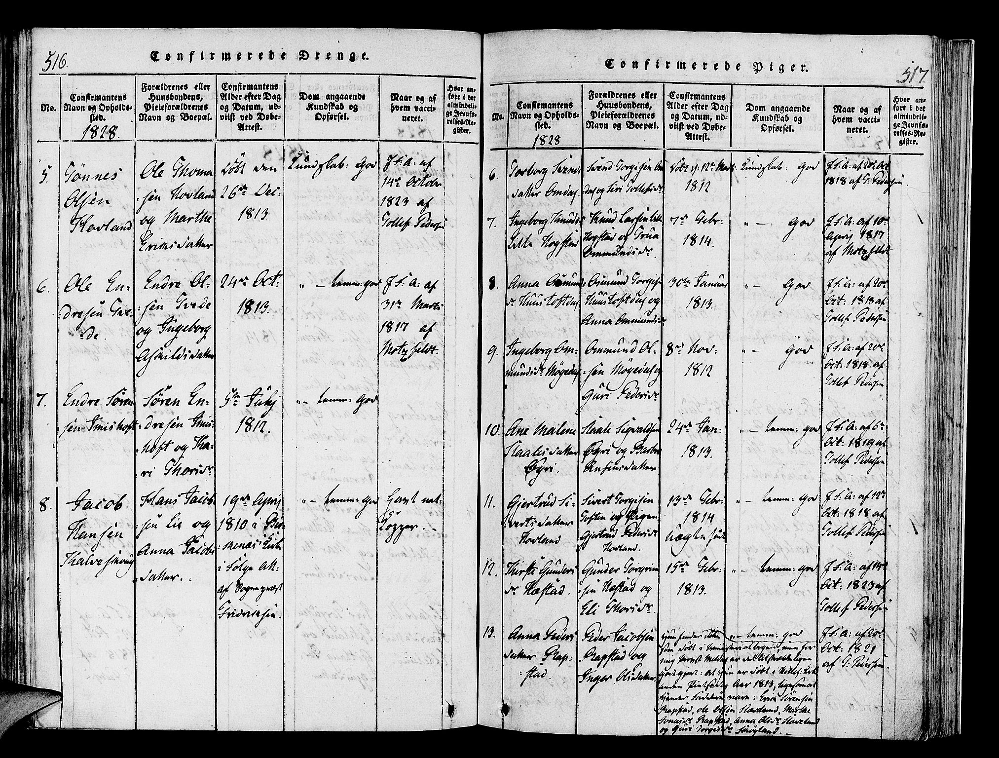 Helleland sokneprestkontor, AV/SAST-A-101810: Parish register (official) no. A 4, 1815-1834, p. 516-517