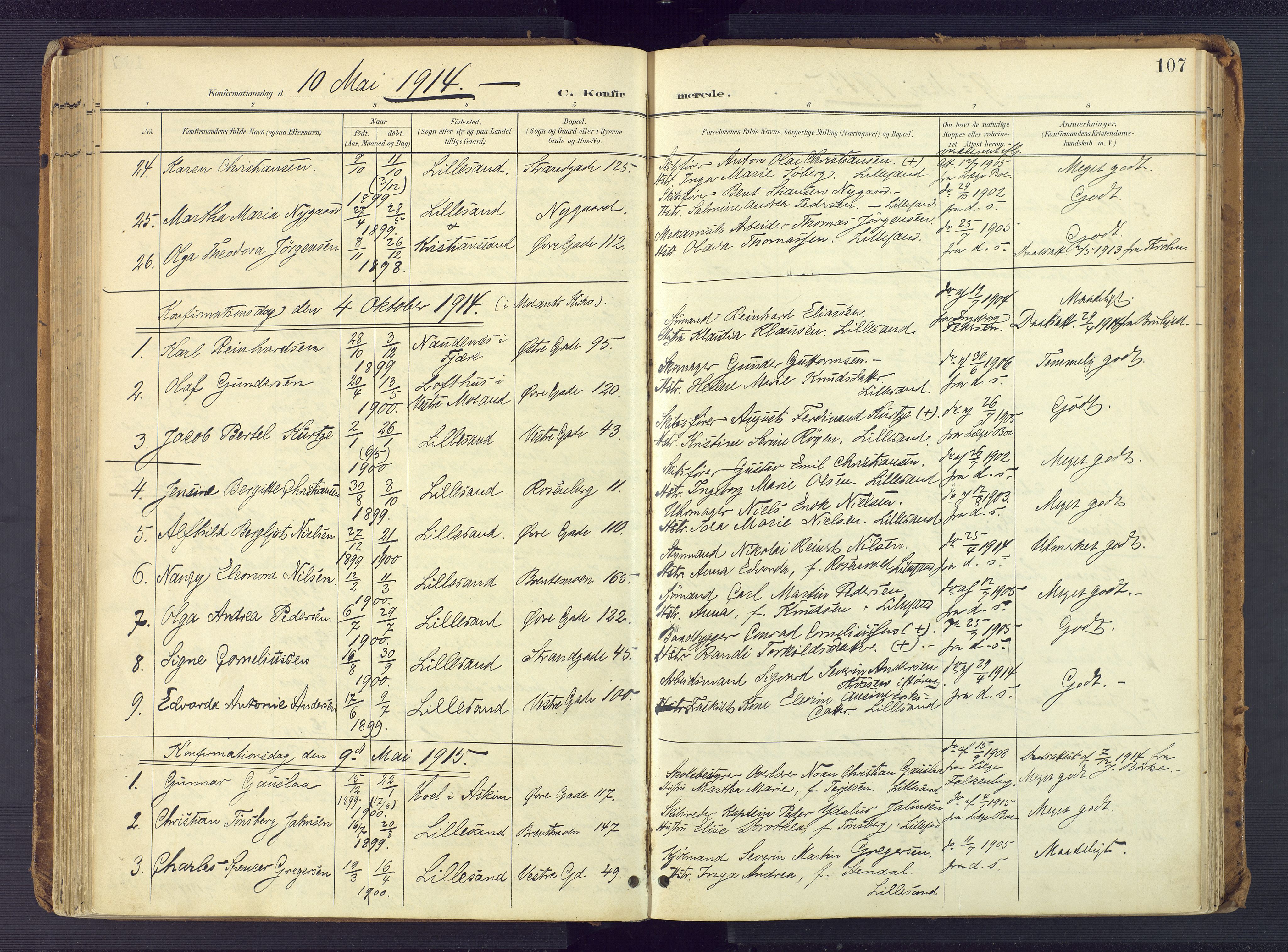 Vestre Moland sokneprestkontor, AV/SAK-1111-0046/F/Fa/Faa/L0002: Parish register (official) no. A 2, 1900-1926, p. 107