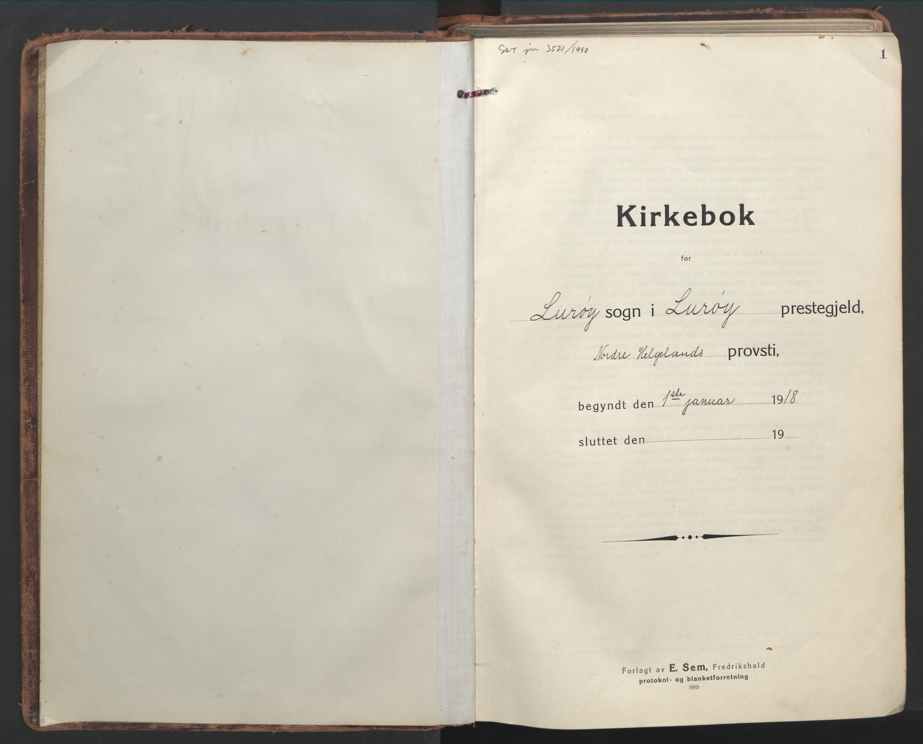 Ministerialprotokoller, klokkerbøker og fødselsregistre - Nordland, SAT/A-1459/839/L0574: Parish register (copy) no. 839C04, 1918-1950, p. 1