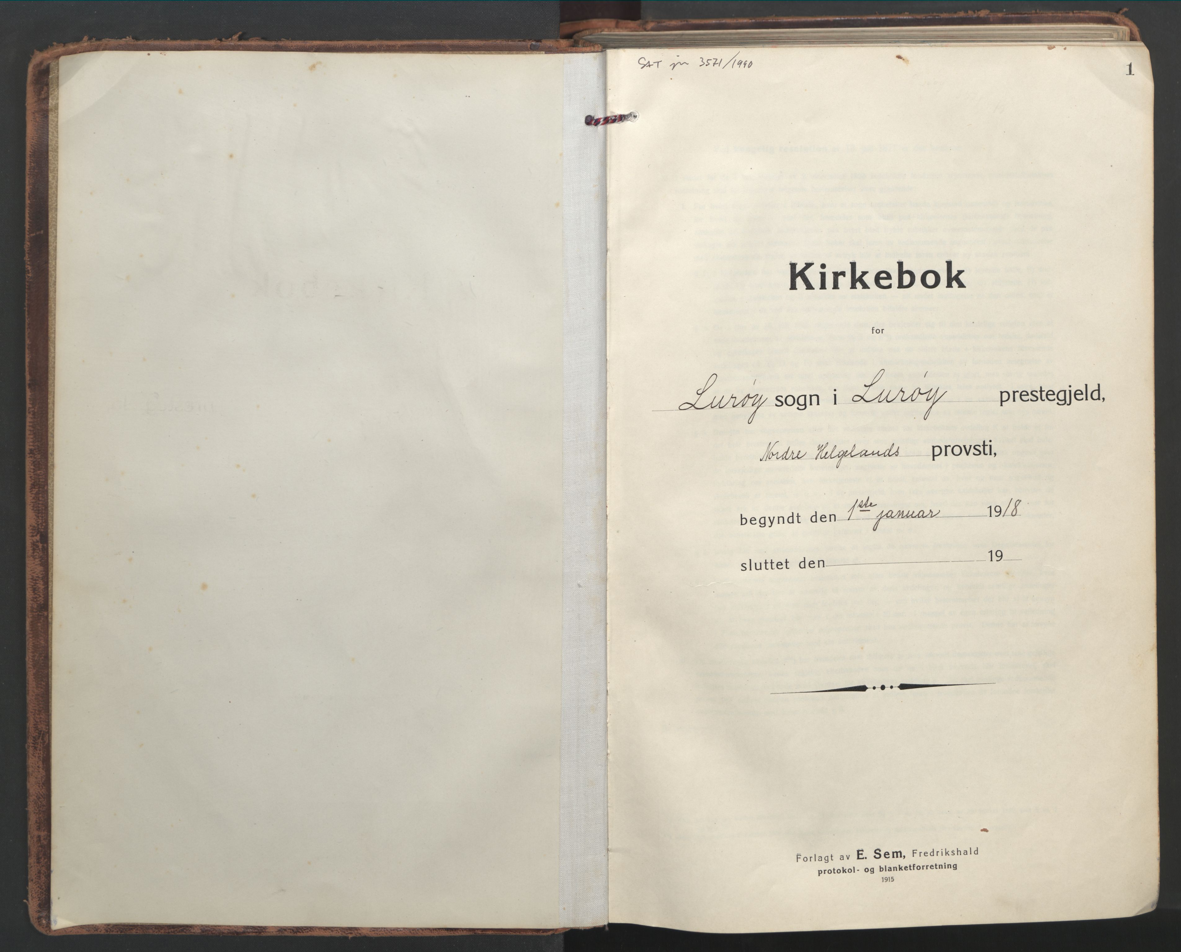 Ministerialprotokoller, klokkerbøker og fødselsregistre - Nordland, AV/SAT-A-1459/839/L0574: Parish register (copy) no. 839C04, 1918-1950, p. 1