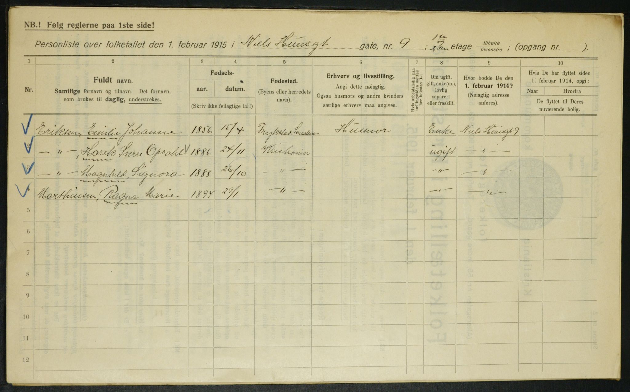 OBA, Municipal Census 1915 for Kristiania, 1915, p. 70392