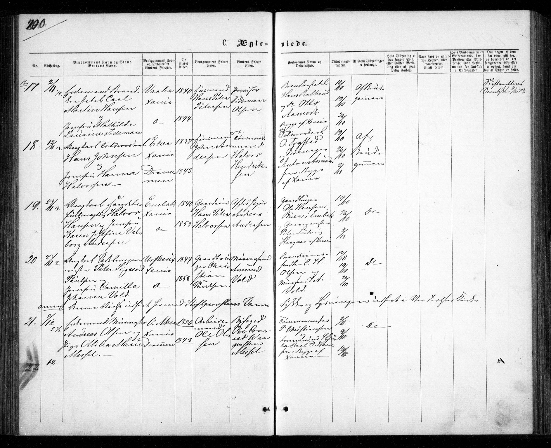 Garnisonsmenigheten Kirkebøker, AV/SAO-A-10846/G/Ga/L0006: Parish register (copy) no. 6, 1860-1880, p. 200