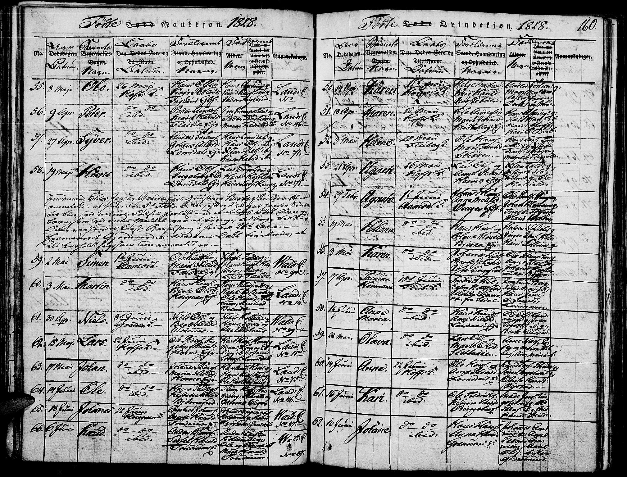 Land prestekontor, AV/SAH-PREST-120/H/Ha/Haa/L0007: Parish register (official) no. 7, 1814-1830, p. 160