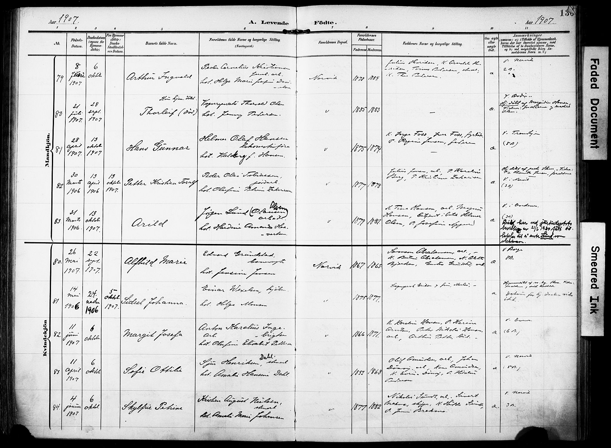 Ministerialprotokoller, klokkerbøker og fødselsregistre - Nordland, SAT/A-1459/871/L0994: Parish register (official) no. 871A10, 1902-1910, p. 130