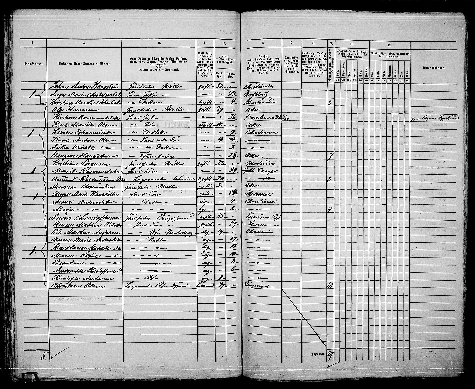 RA, 1865 census for Kristiania, 1865, p. 4849