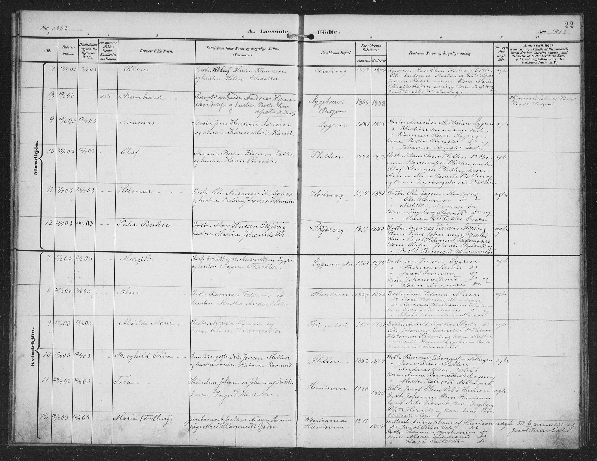 Alversund Sokneprestembete, AV/SAB-A-73901/H/Ha/Hab: Parish register (copy) no. B 4, 1897-1914, p. 22