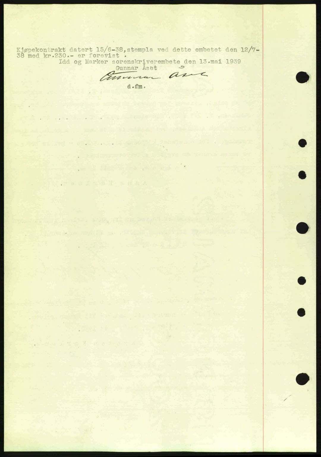 Idd og Marker sorenskriveri, AV/SAO-A-10283/G/Gb/Gbb/L0003: Mortgage book no. A3, 1938-1939, Diary no: : 634/1939