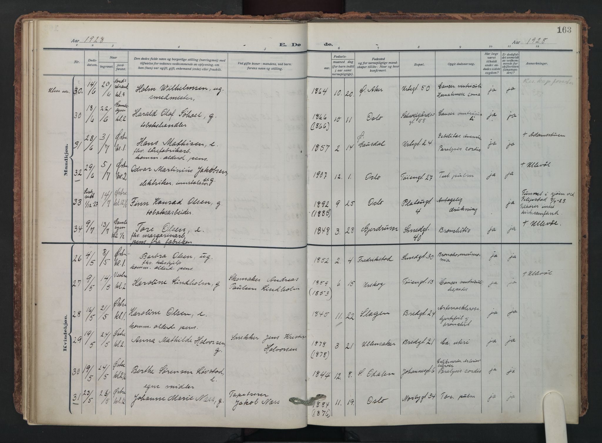 Grønland prestekontor Kirkebøker, AV/SAO-A-10848/F/Fa/L0019: Parish register (official) no. 19, 1918-1938, p. 163