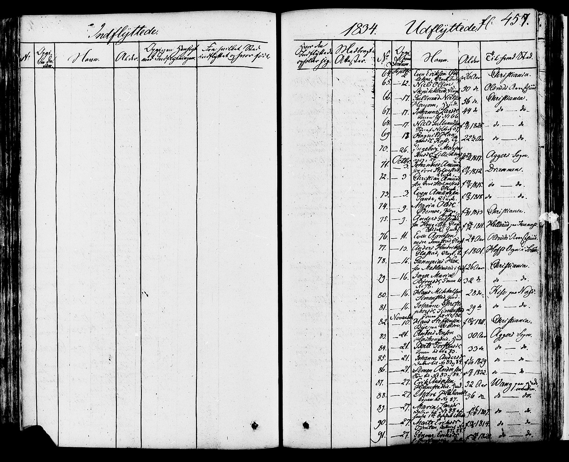 Ringsaker prestekontor, SAH/PREST-014/K/Ka/L0007: Parish register (official) no. 7B, 1826-1837, p. 457