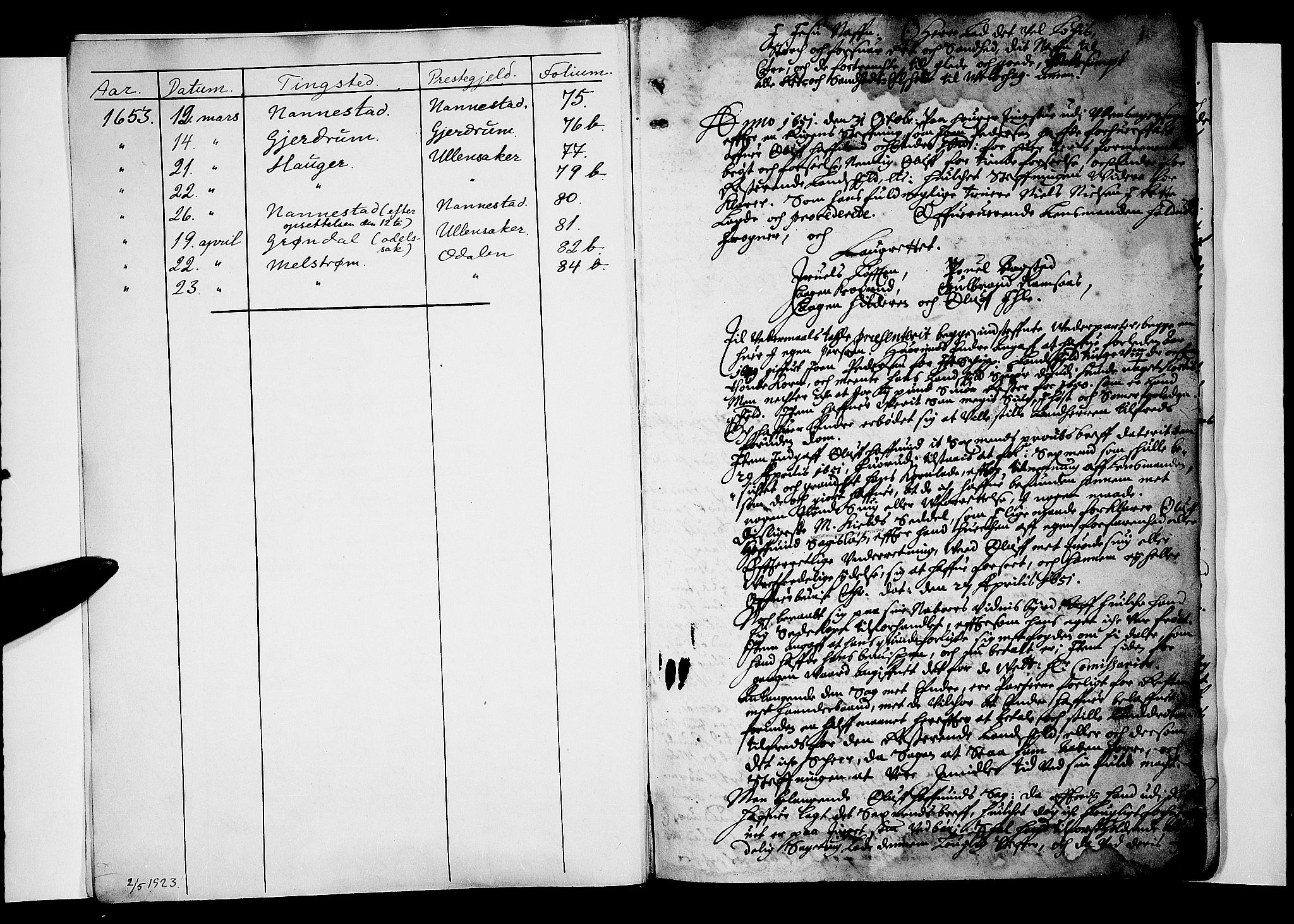 Øvre Romerike sorenskriveri, SAO/A-10649/F/Fb/L0001: Tingbok 1, 1651-1653