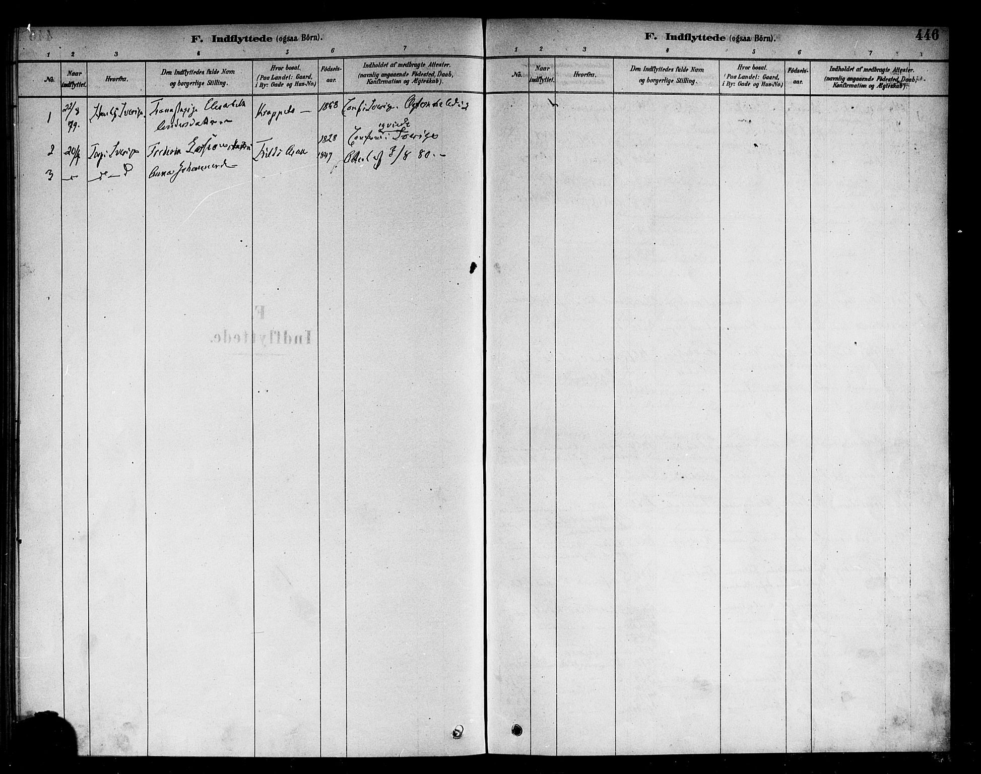 Berg prestekontor Kirkebøker, AV/SAO-A-10902/F/Fb/L0001: Parish register (official) no. II 1, 1878-1887, p. 446