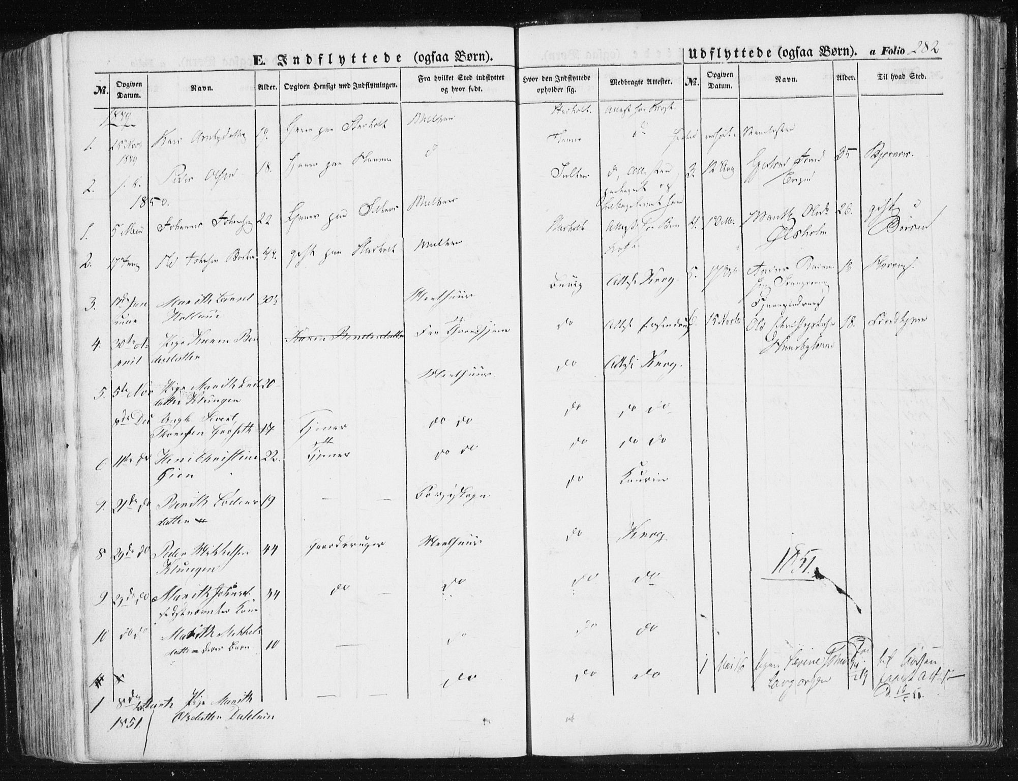 Ministerialprotokoller, klokkerbøker og fødselsregistre - Sør-Trøndelag, AV/SAT-A-1456/612/L0376: Parish register (official) no. 612A08, 1846-1859, p. 282