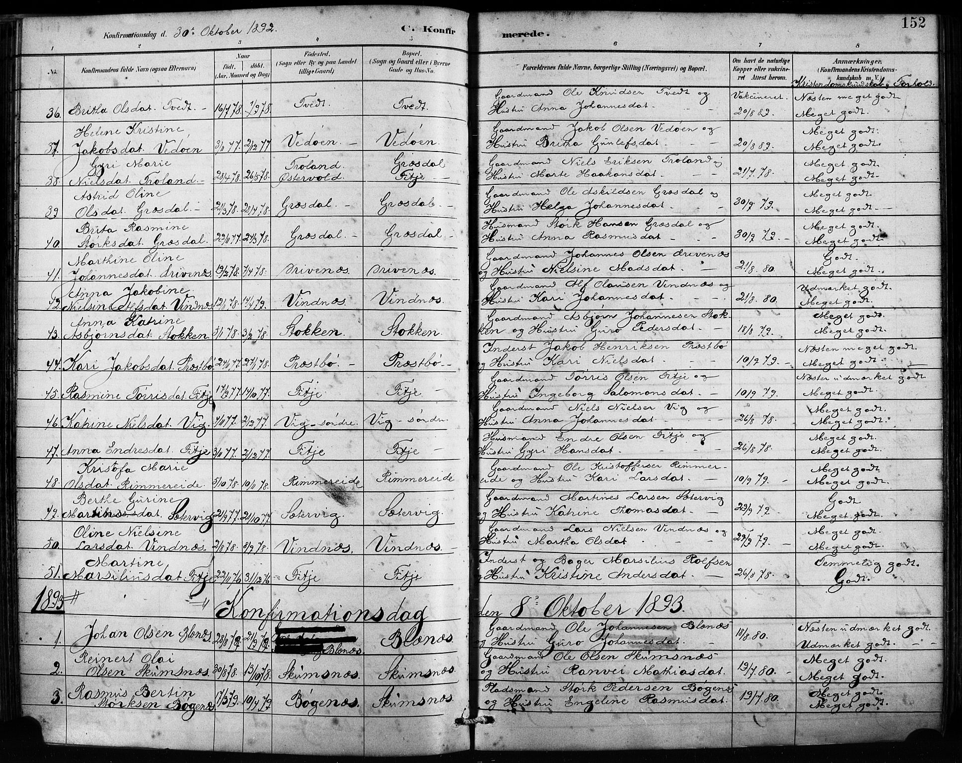 Fitjar sokneprestembete, SAB/A-99926: Parish register (official) no. A 2, 1882-1899, p. 152