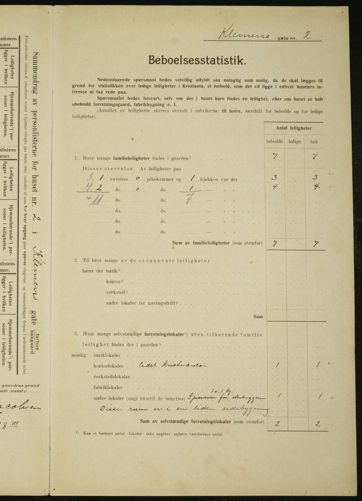 OBA, Municipal Census 1910 for Kristiania, 1910, p. 12264