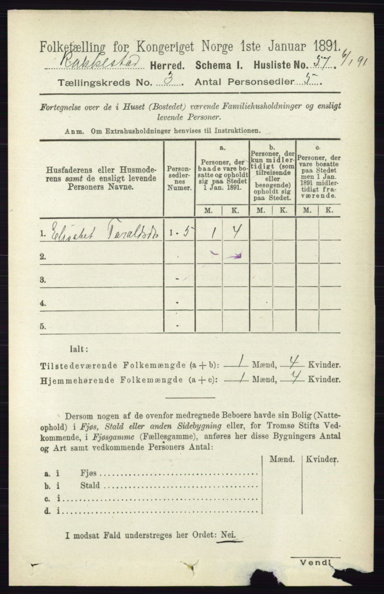 RA, 1891 census for 0128 Rakkestad, 1891, p. 1323