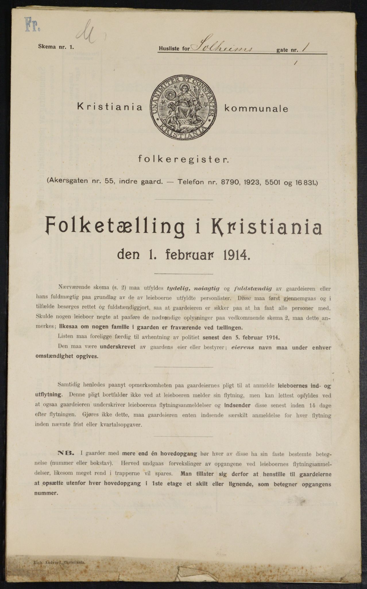 OBA, Municipal Census 1914 for Kristiania, 1914, p. 99383